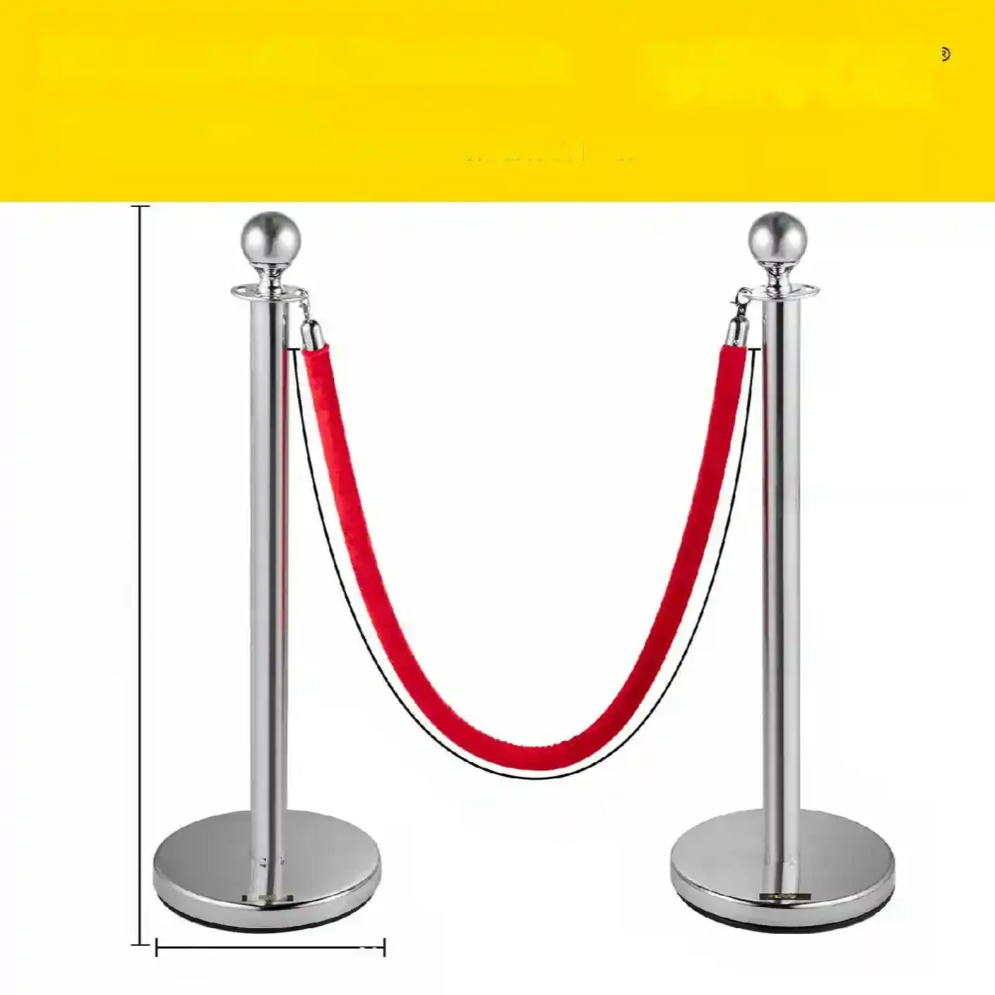 SŁUPKI ODGRADZAJĄCE HOTELOWE SREBRNE 4 + 2 CZERWONE LINY 1.5m - obrazek 5