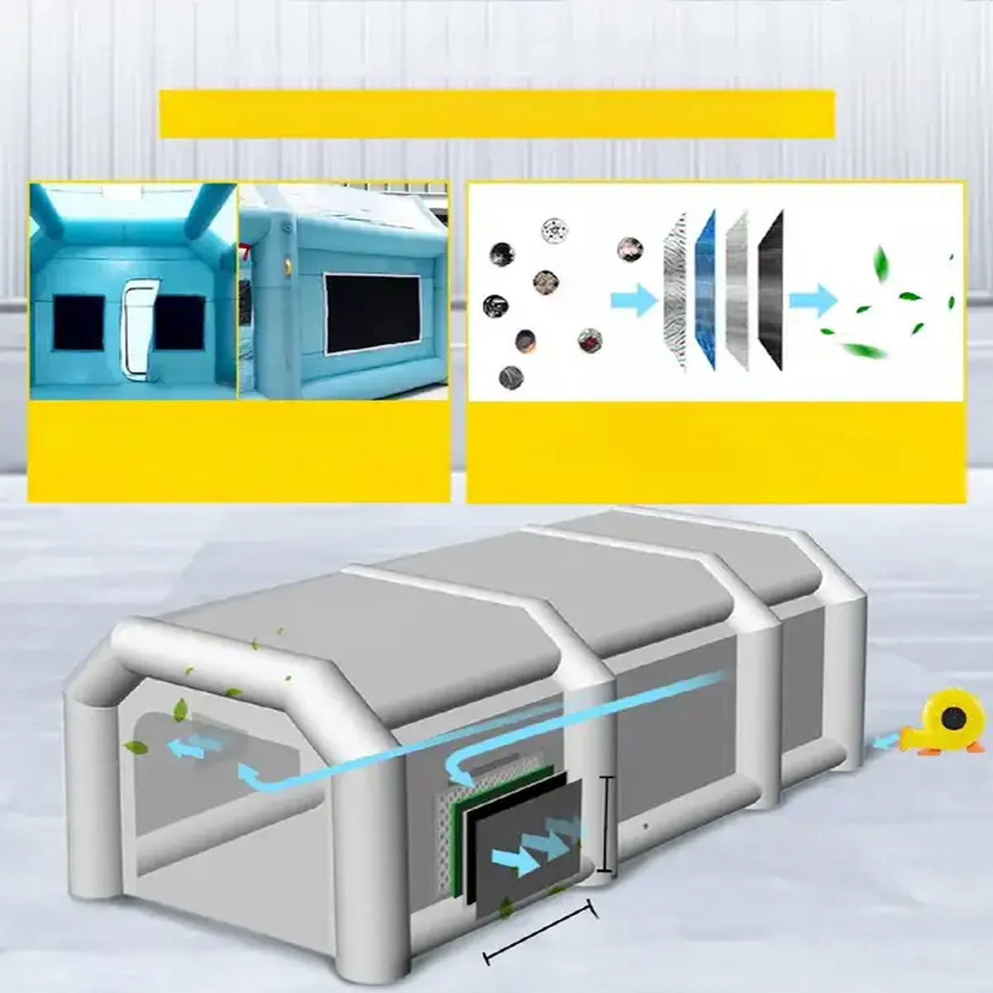 Nadmuchiwany namiot lakierniczy Kabina lakiernicza samochodowa 7x4x2,5m+ dmuchawy - obrazek 3