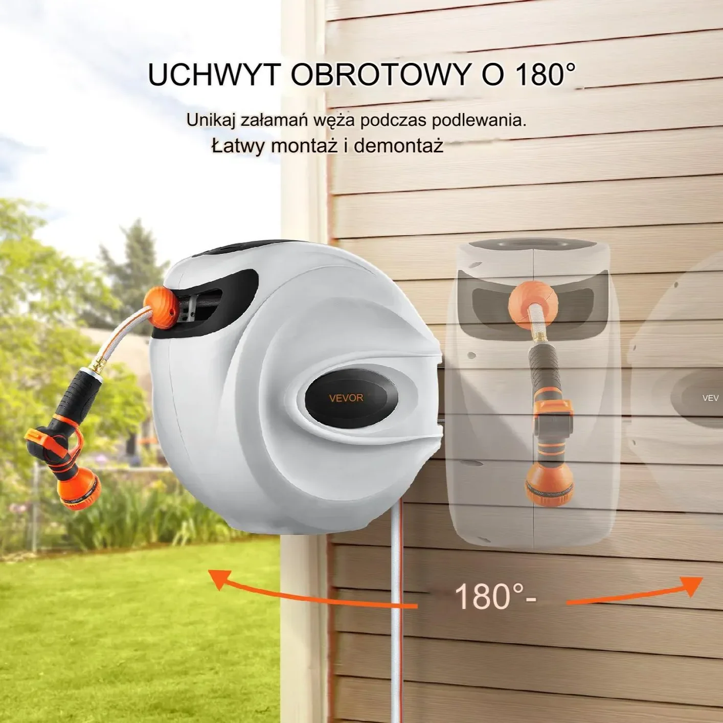 BĘBEN ZWIJACZ NA WĄŻ OGRODOWY AUTOMATYCZNY ZWIJACZ 25m - obrazek 2