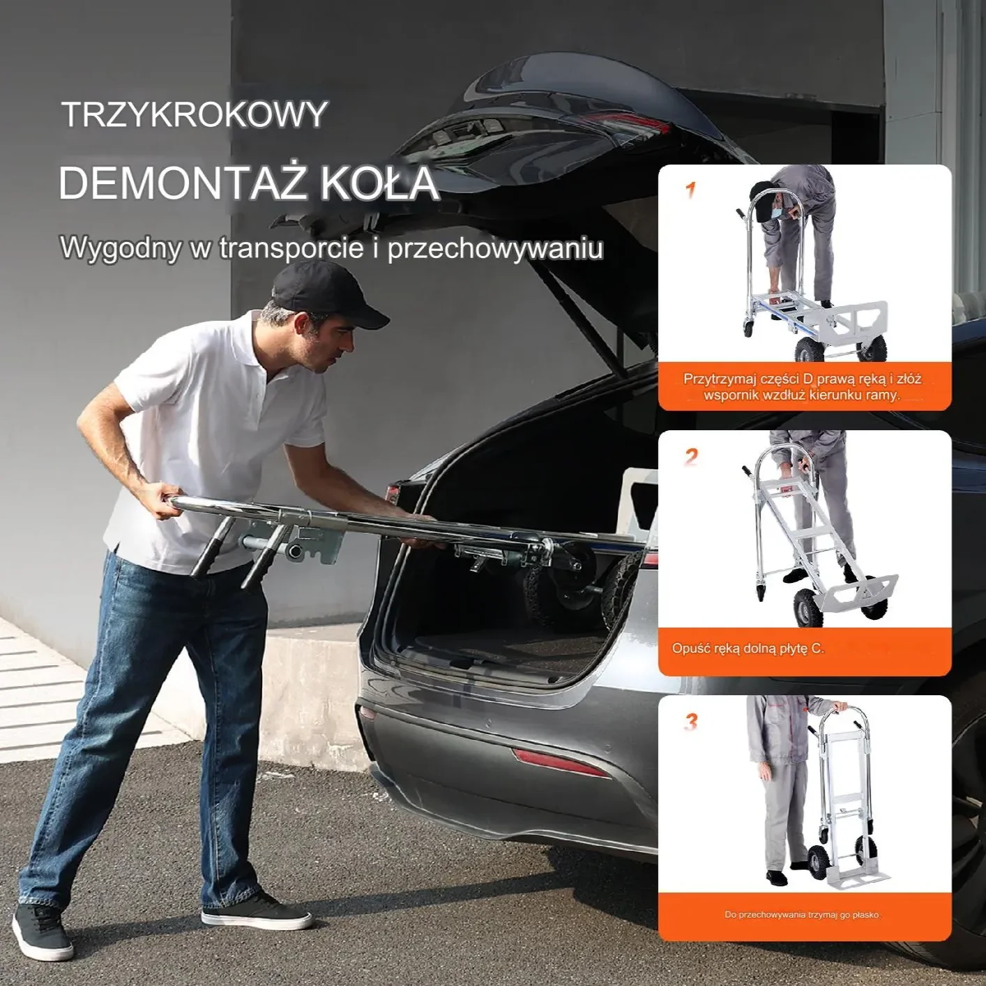 Wózek transportowy magazynowy składany aluminiowy 363 kg - obrazek 11