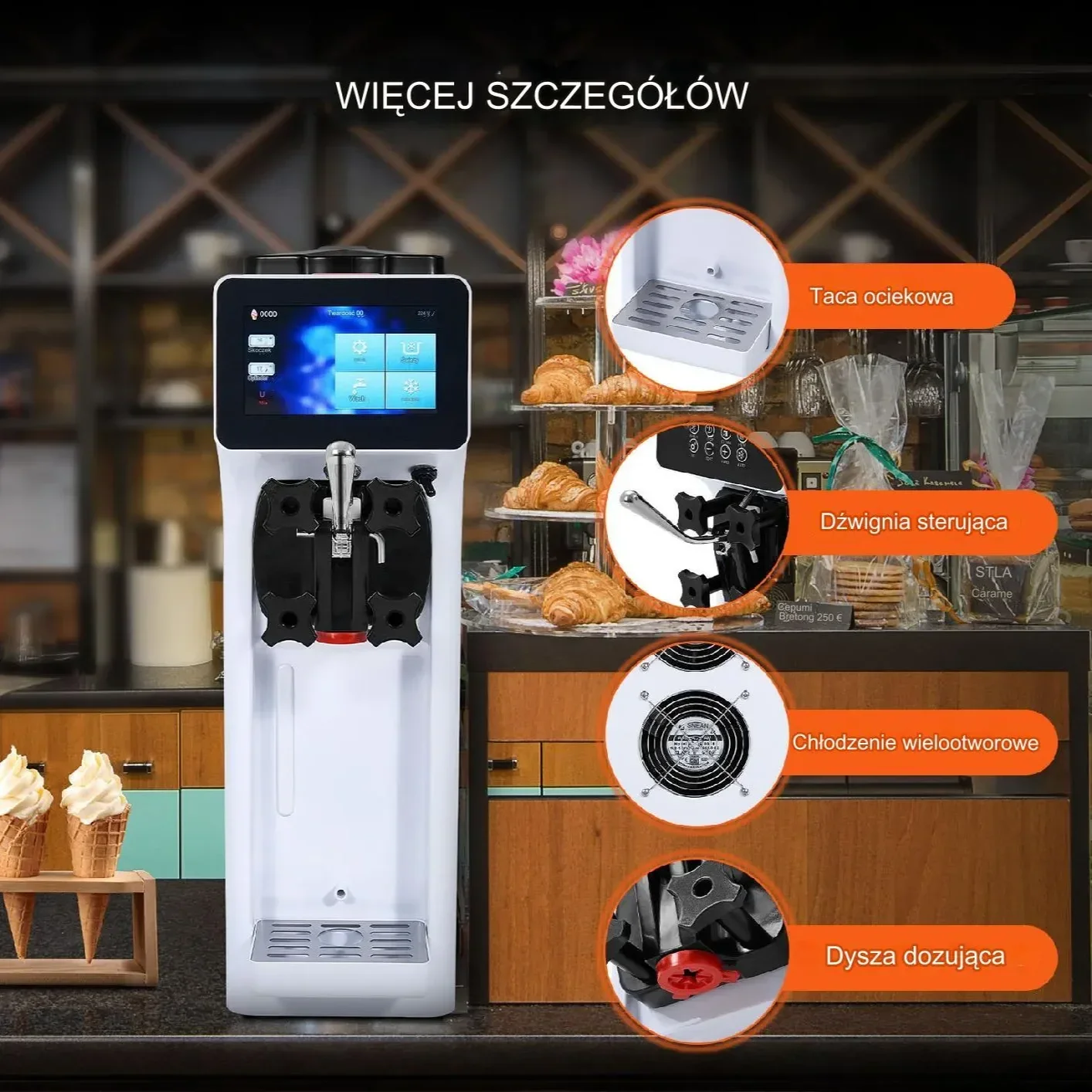 Maszyna do lodów gastronomiczna 10-20L/h lodziarnia lody jogurt mrożony - obrazek 5