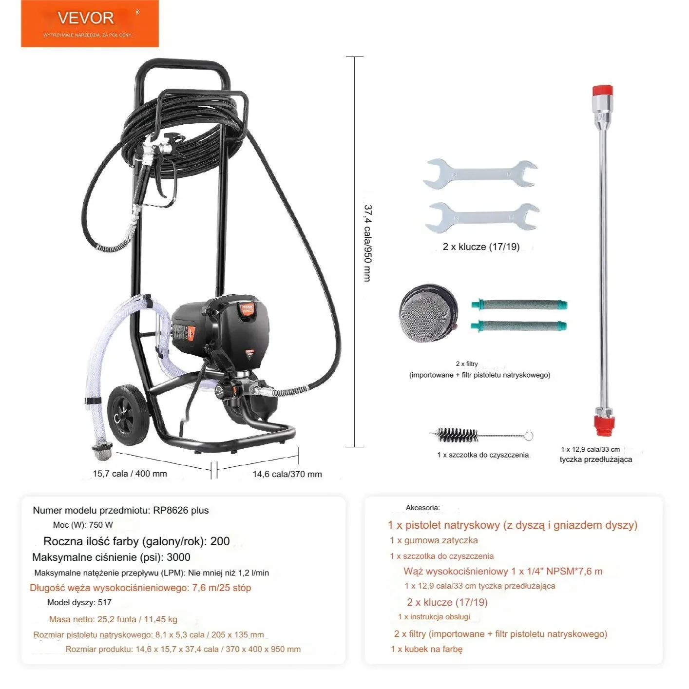 Agregat malarski pistolet malarski agregat do malowania 750 W - obrazek 2