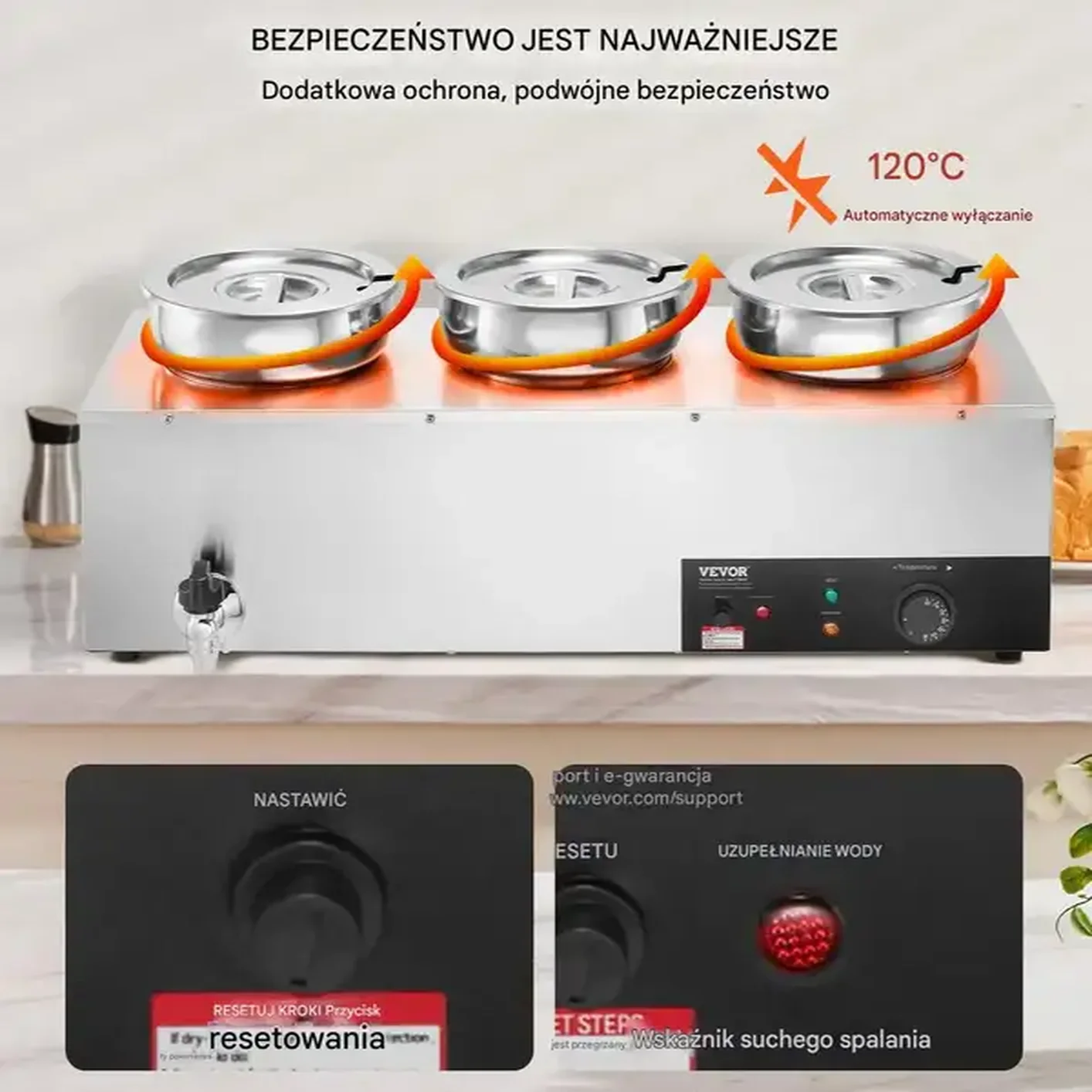 Podgrzewacz do zup 3x7,4L 1200W stal nierdzewna regulacja temp. do bufetu - obrazek 6