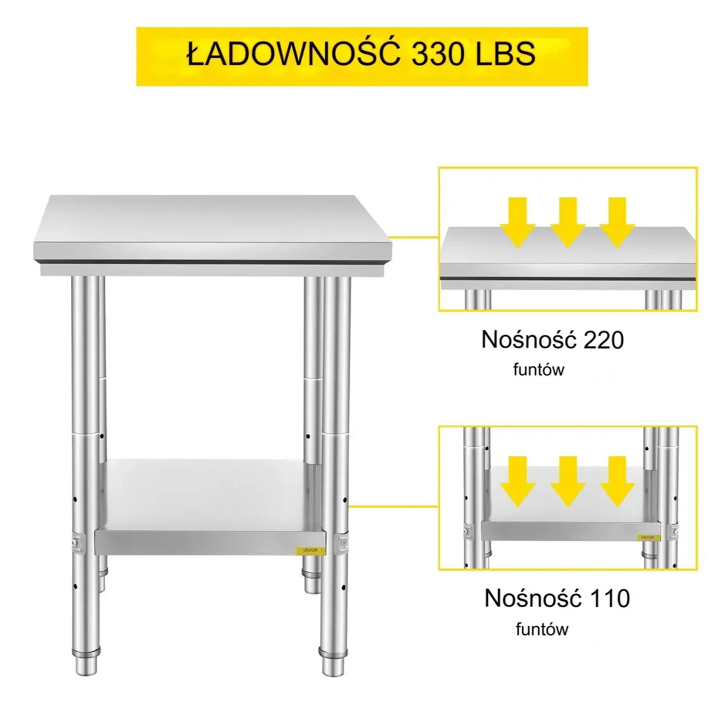 Stół roboczy blat gastronomiczny ze stali nierdzewnej 60x60x80cm - obrazek 3