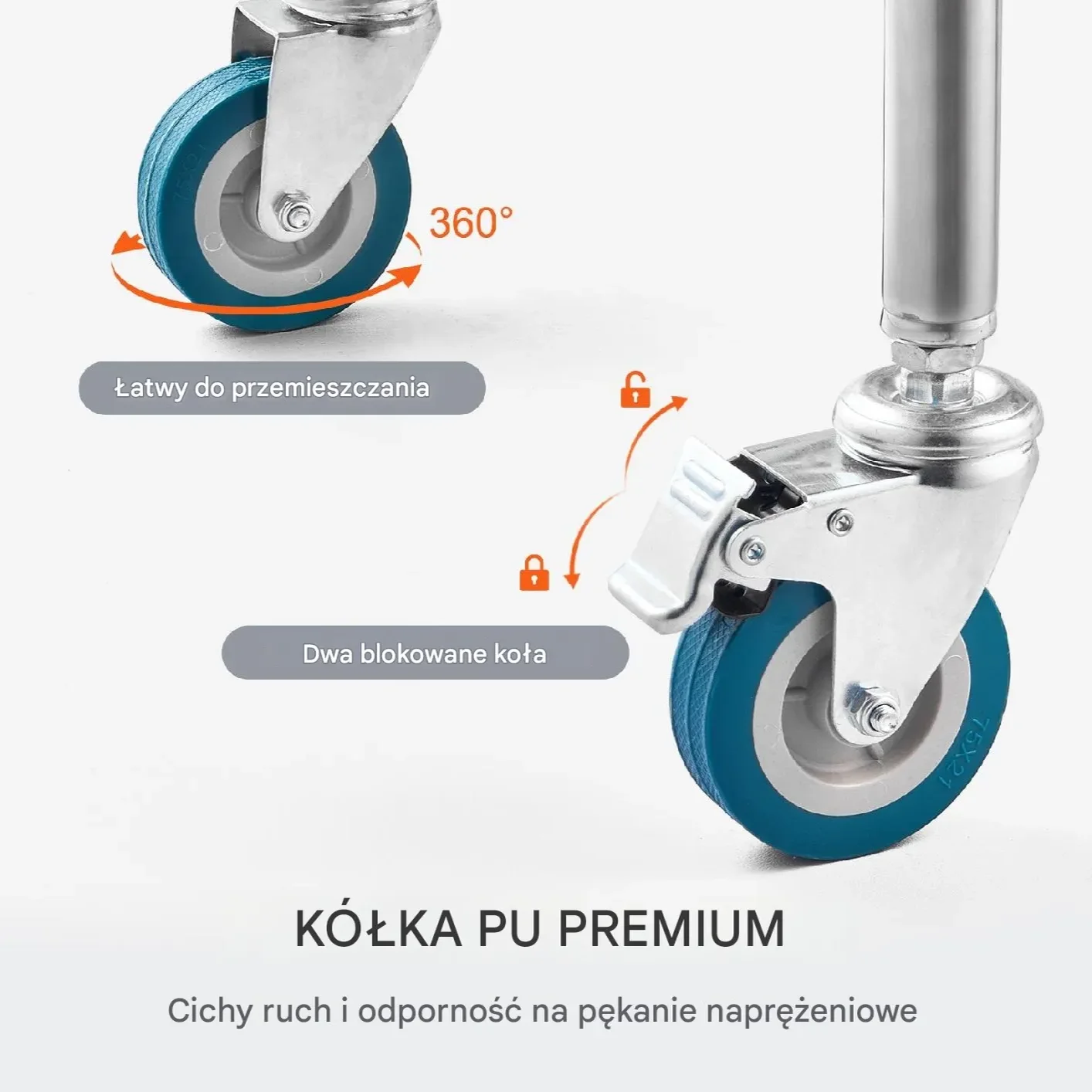 Wózek laboratoryjny medyczny – 2 poziomy 2 szuflady stal nierdzewna - obrazek 2