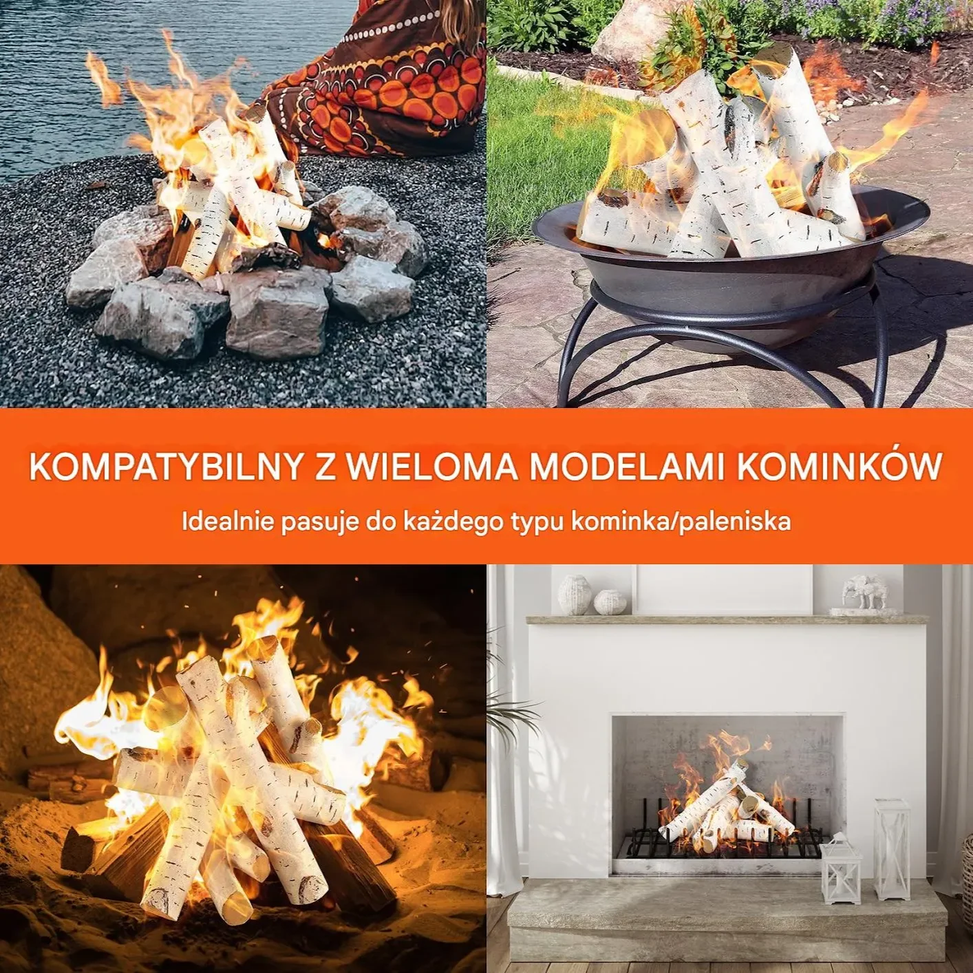 Drewno kominkowe 6 szt. ceramiczne imitujące brzozę - do kominka gazowego - obrazek 2