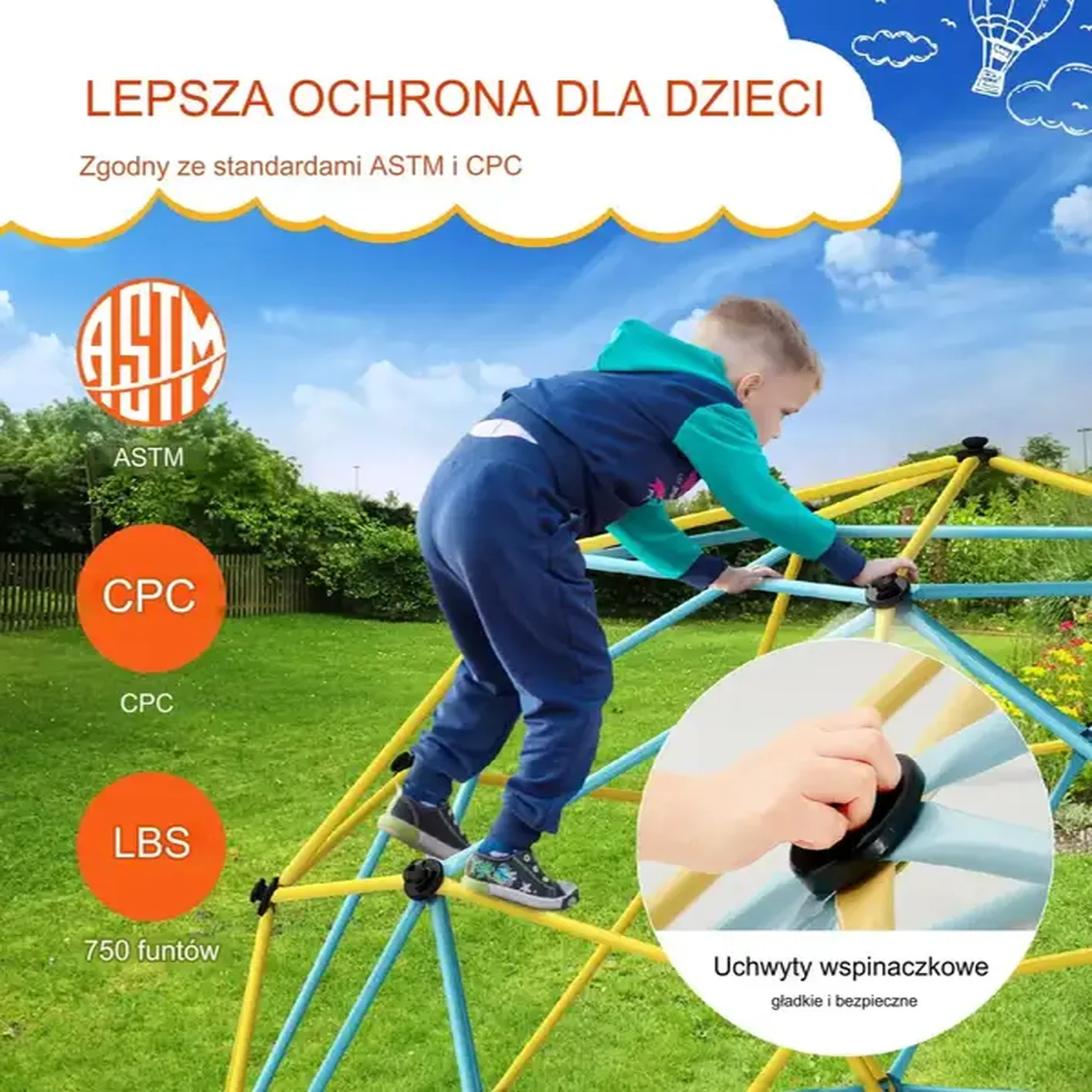 Kopuła wspinaczkowa metalowa ogród drabinka solidna łatwy montaż 3.6m - obrazek 2