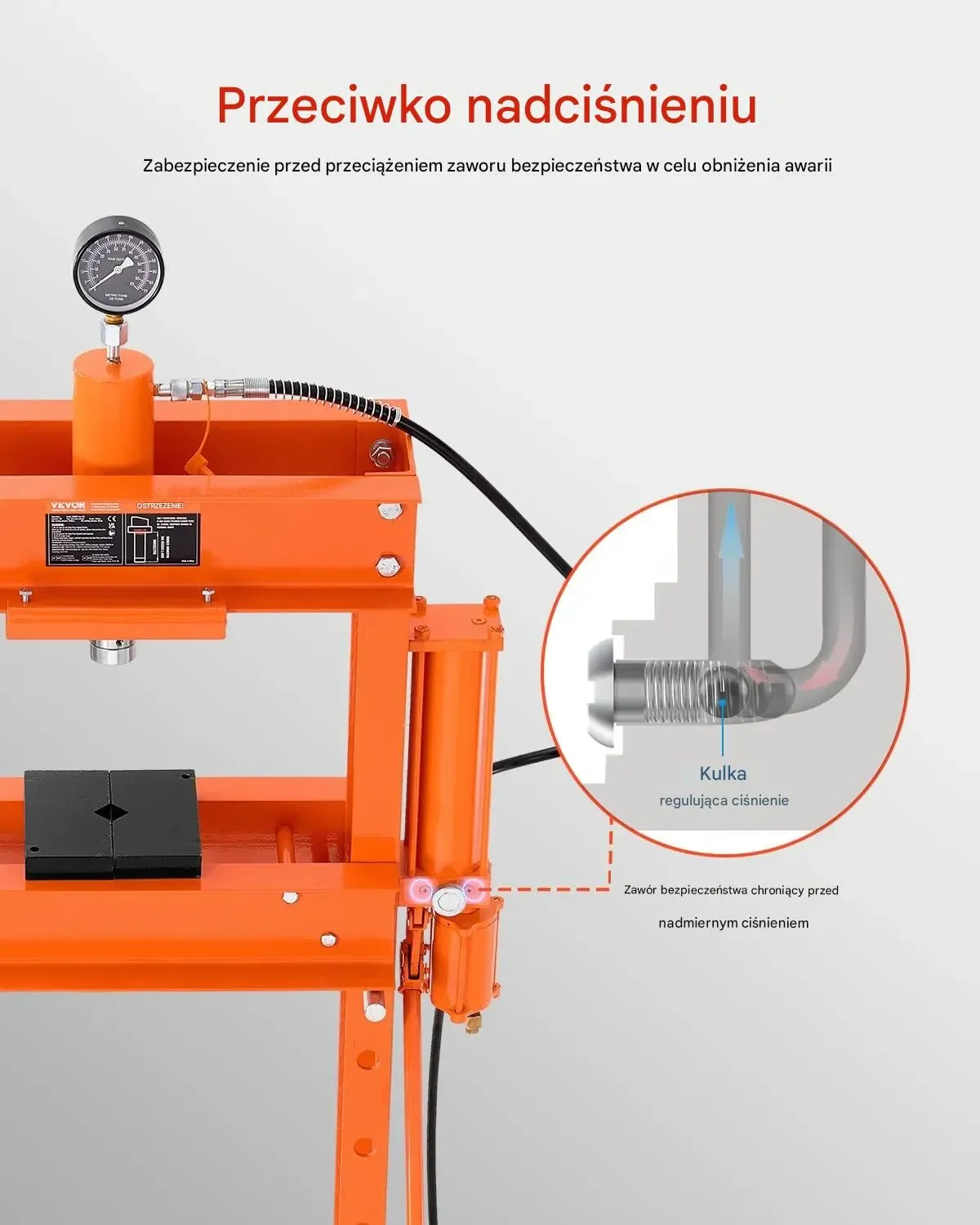Prasa hydrauliczna warsztatowa 30T z płytą dociskową do gięcia - obrazek 4
