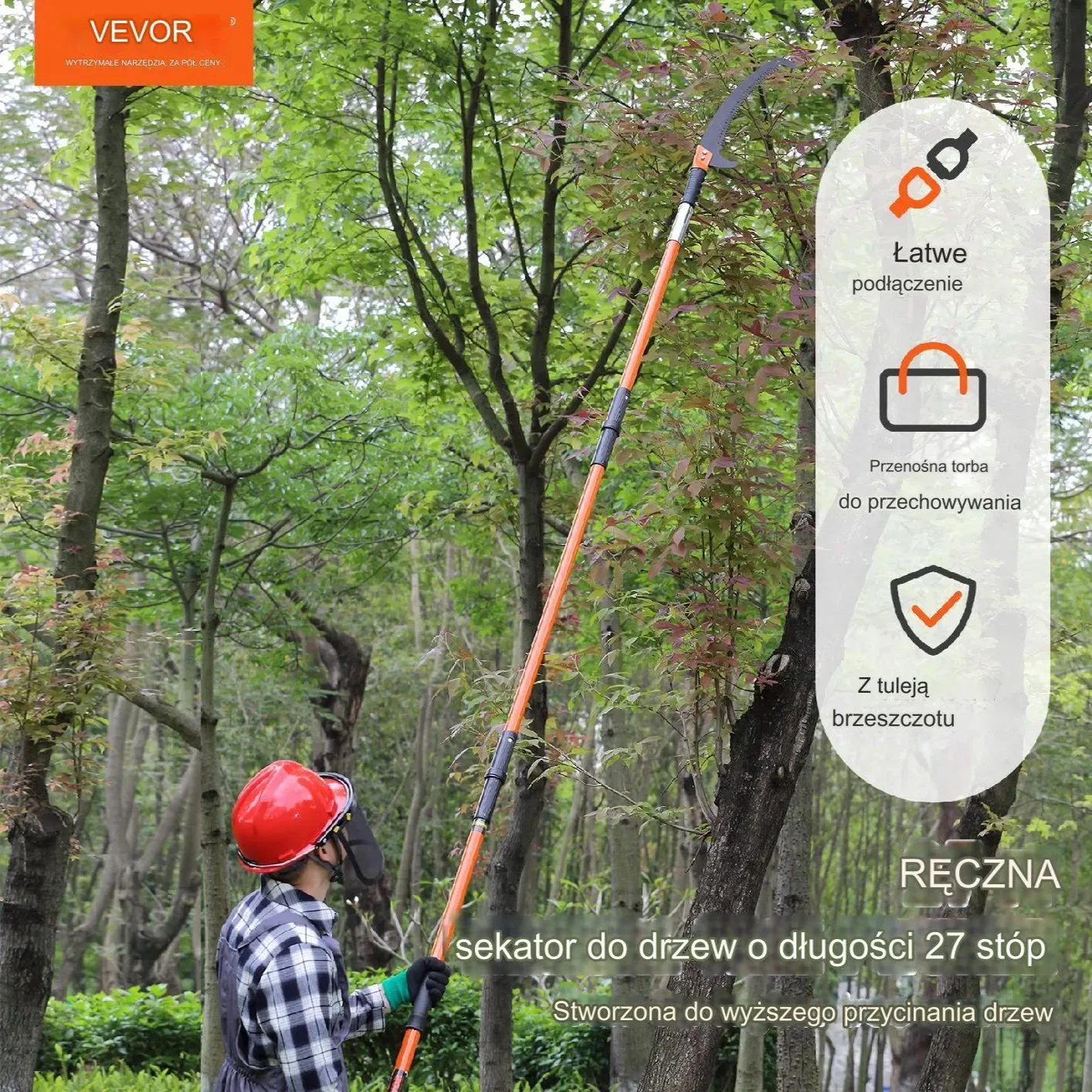 Piła Teleskopowa z hakiem do cięcia drzewa i gałęzi 2,24–8,24 m - obrazek 6