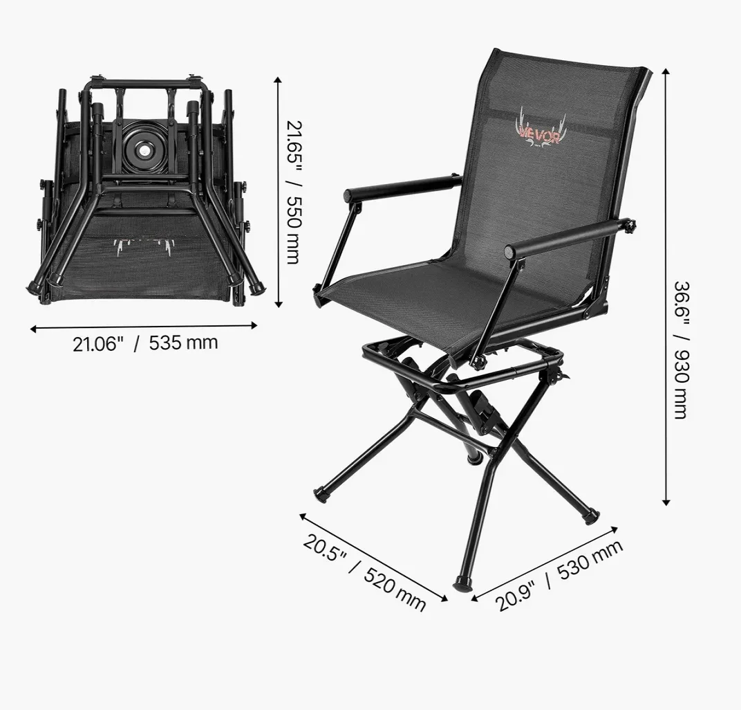 Krzesełko myśliwskie wędkarskie 360° składane lekkie z podłokietnikami
