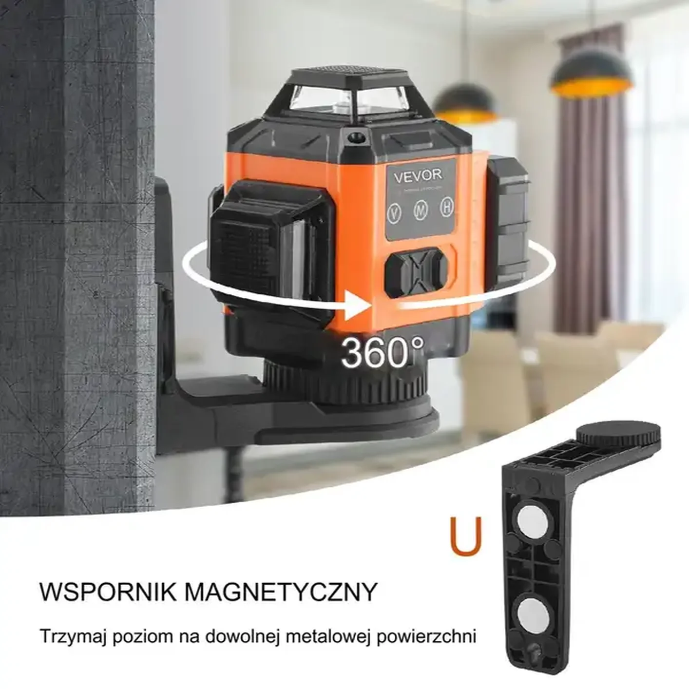 Laser obrotowy krzyżowy niwelator 30m laserowa 12 linii pomiarowych - obrazek 2