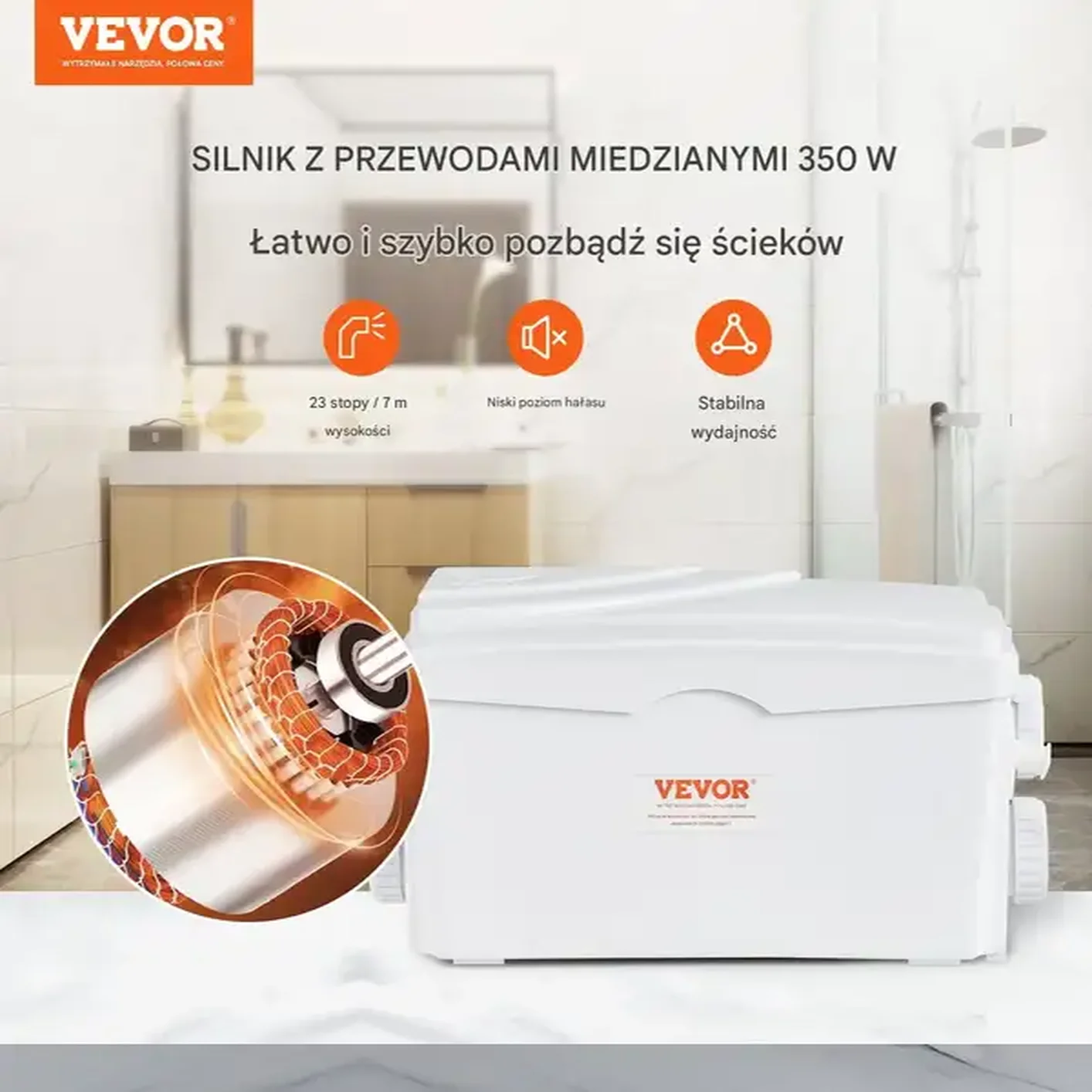 Pompa z rozdrabniaczem do WC rozdrabniacz młynek przepompownia do WC 350W - obrazek 3