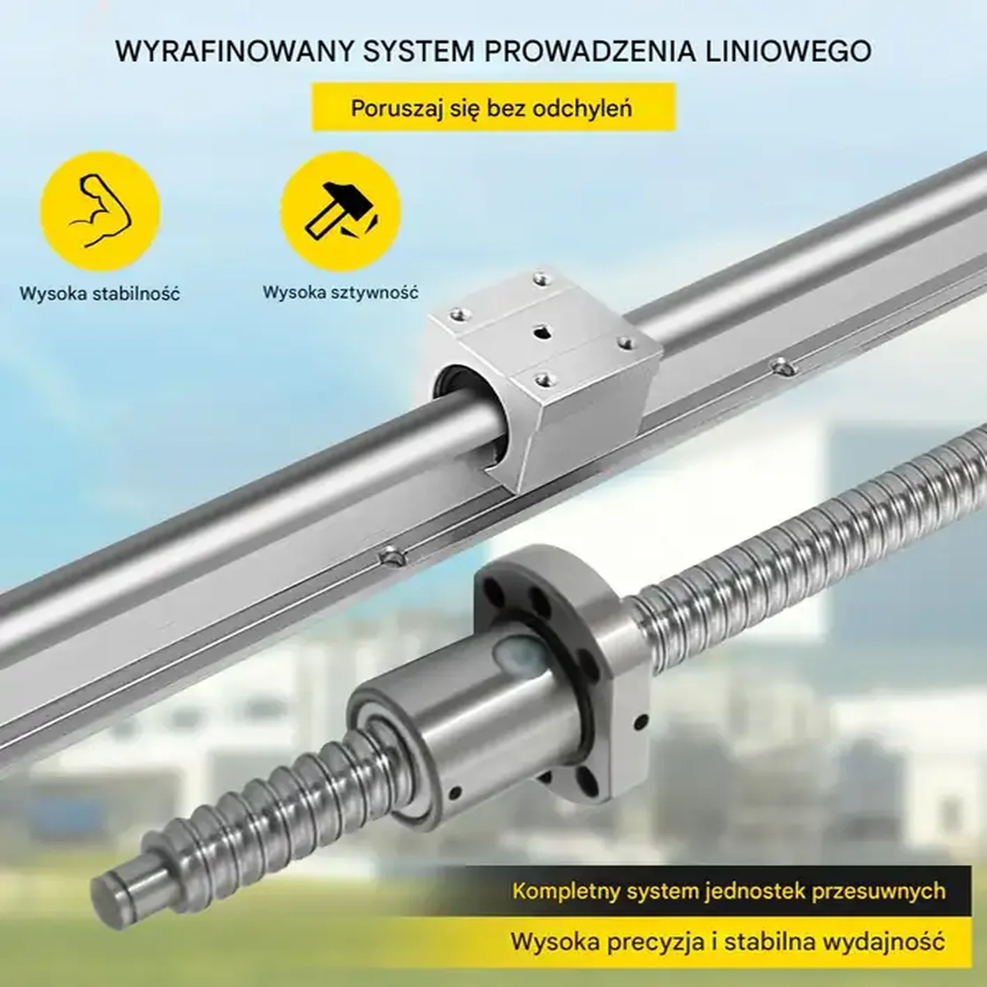 Komplet CNC SBR20 prowadnice liniowe z 3 śrubami kulowymi i łożyskami - obrazek 3