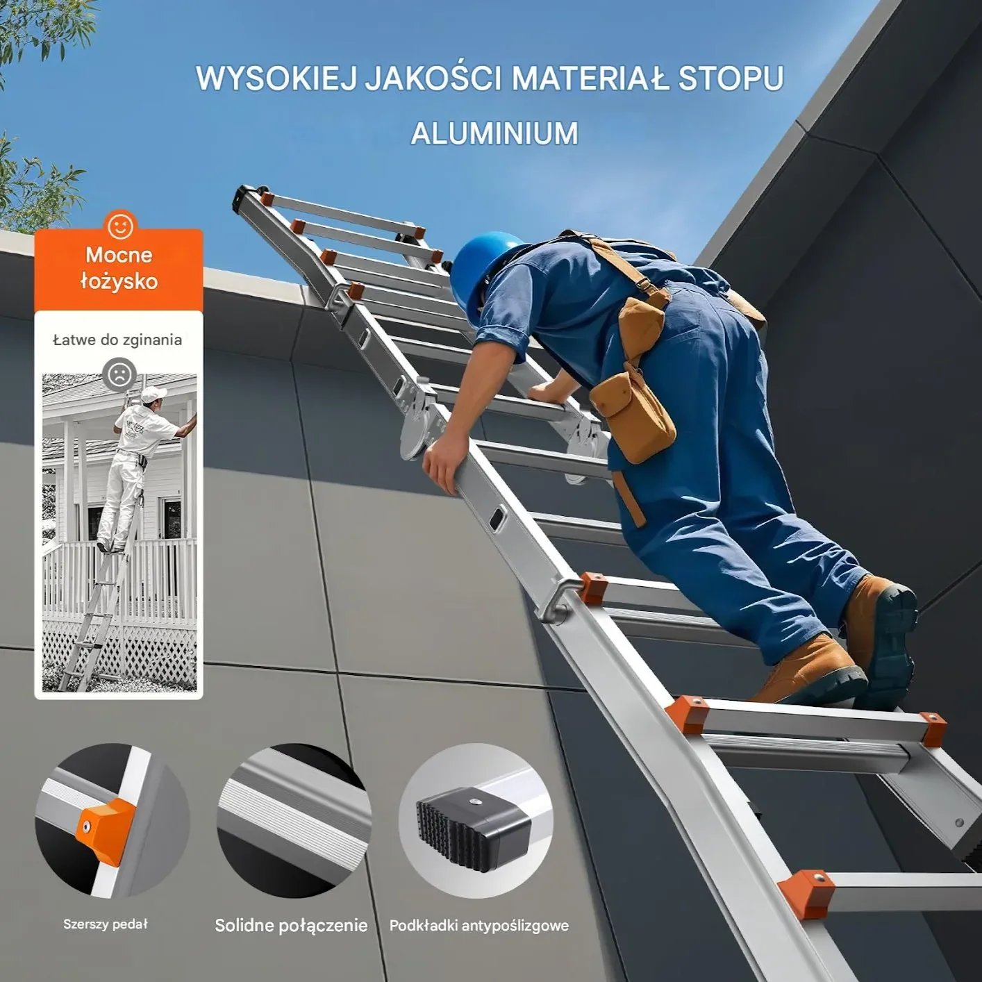 Drabina składana teleskopowa aluminiowa – 5,9 m - obrazek 2