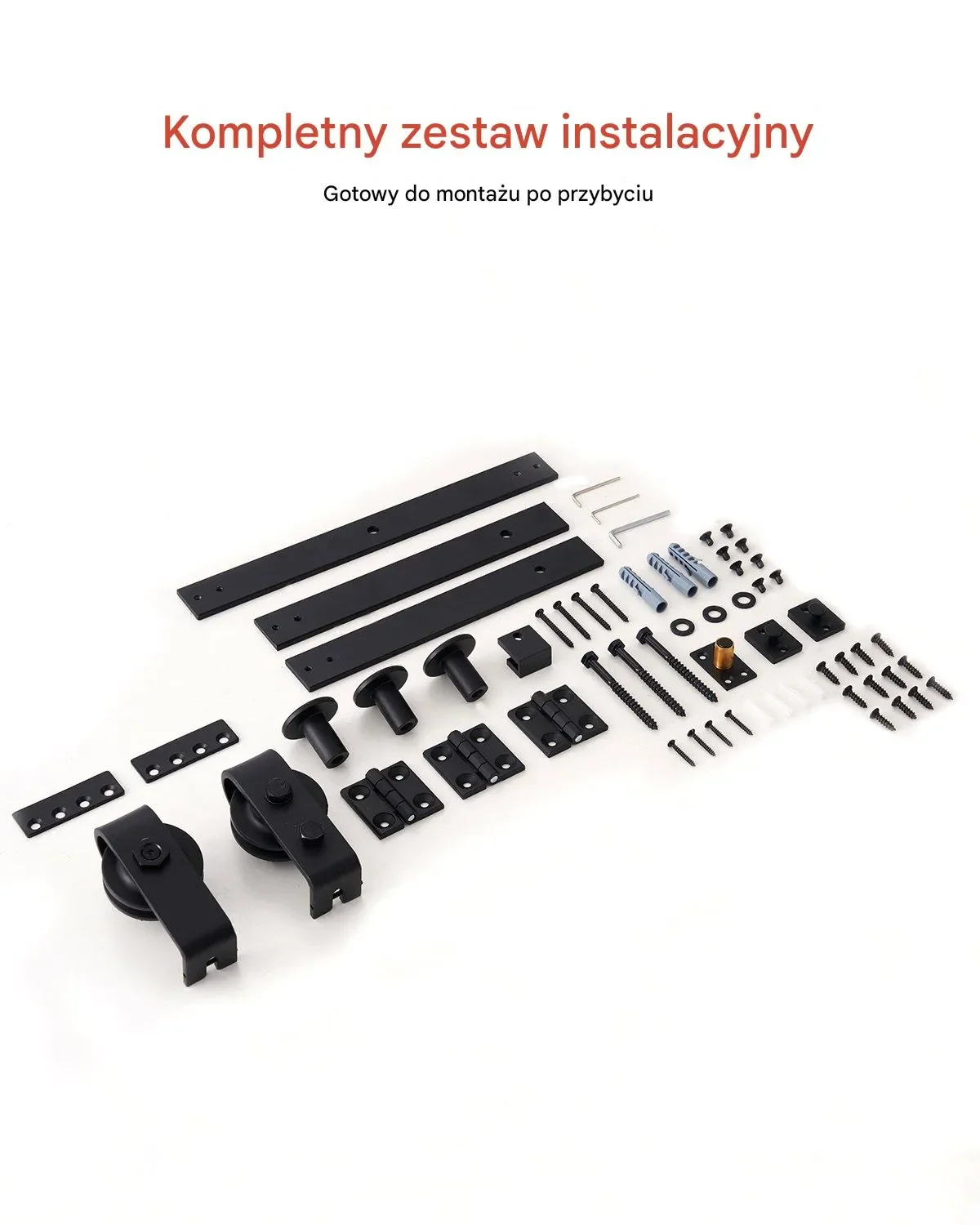 System do Drzwi Przesuwnych Zestaw 90 cm Szyna 2x40 cm 150 kg - obrazek 2