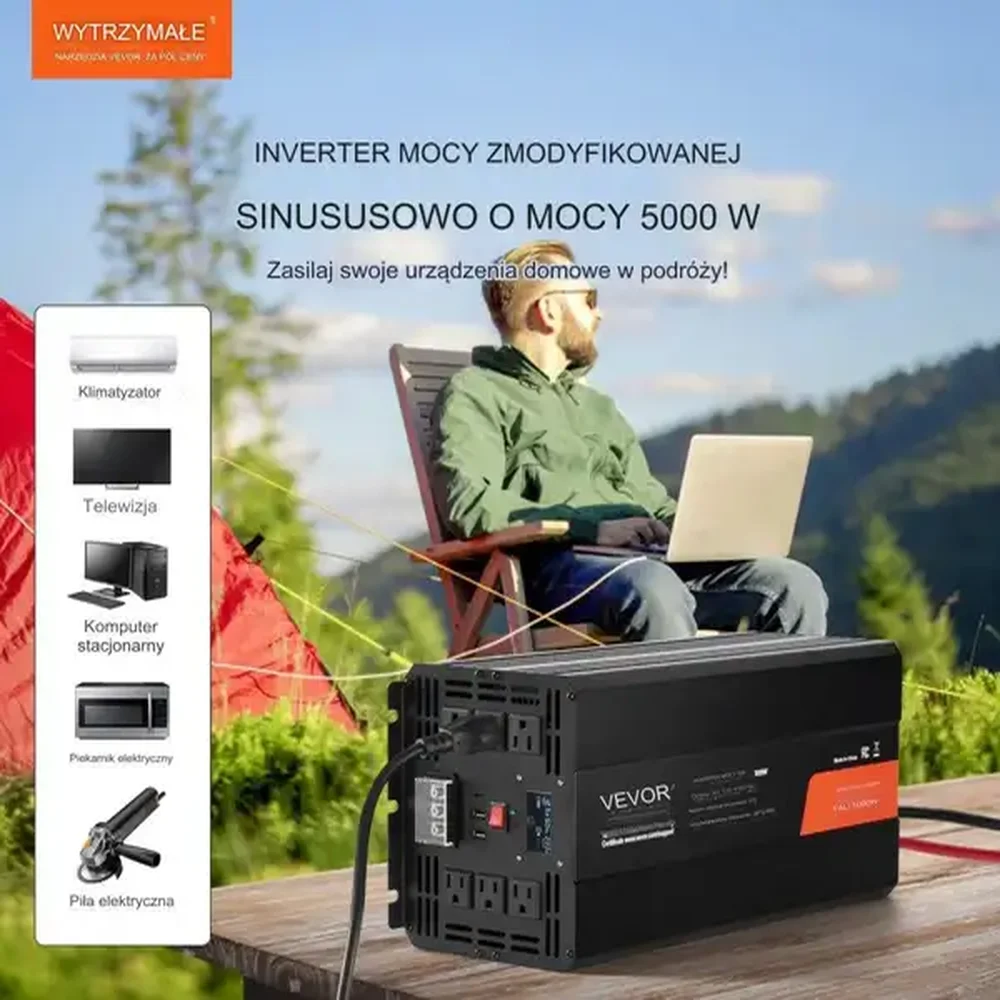 Falownik przetwornica inwerter czysta fala sinusoidalna 5000 W DC 12V AC 120 V - obrazek 6