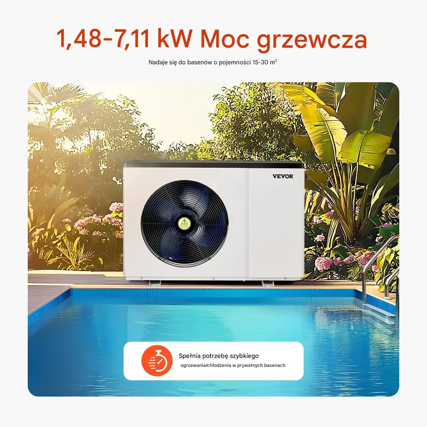 Pompa ciepła basenowa energooszczędna 1,5–7,1 kW inwerter do basenu - obrazek 9