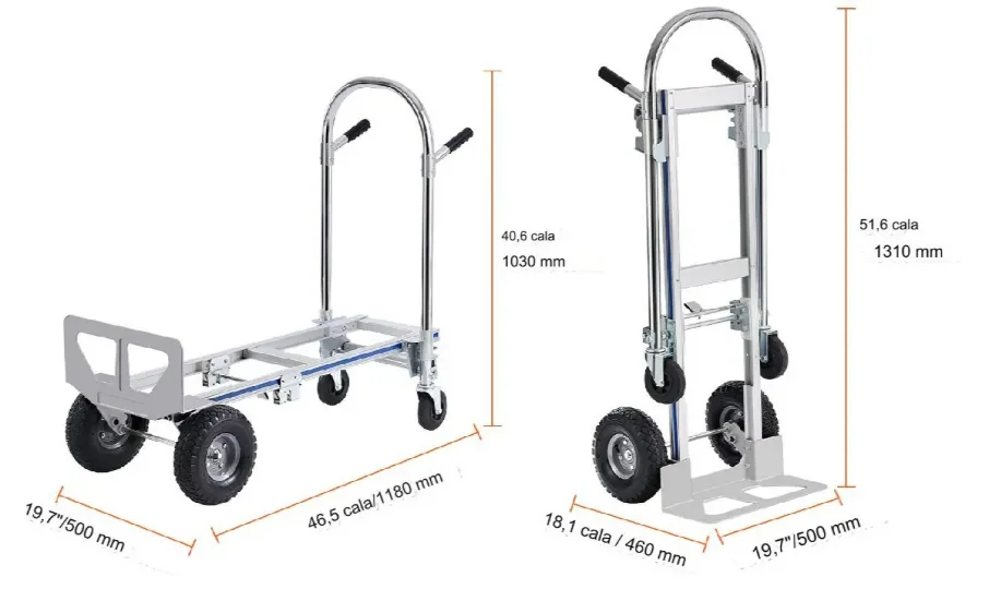 Wózek transportowy magazynowy składany aluminiowy 363 kg - obrazek 2