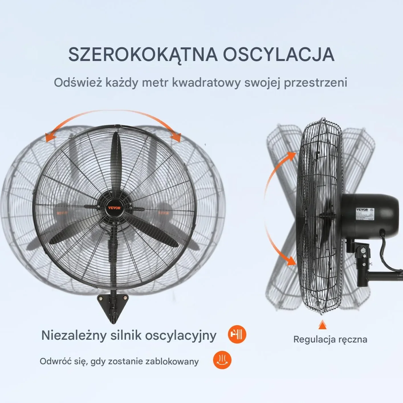 Wentylator ścienny 24" z funkcją mgły 3 prędkości 115W metalowy - obrazek 3
