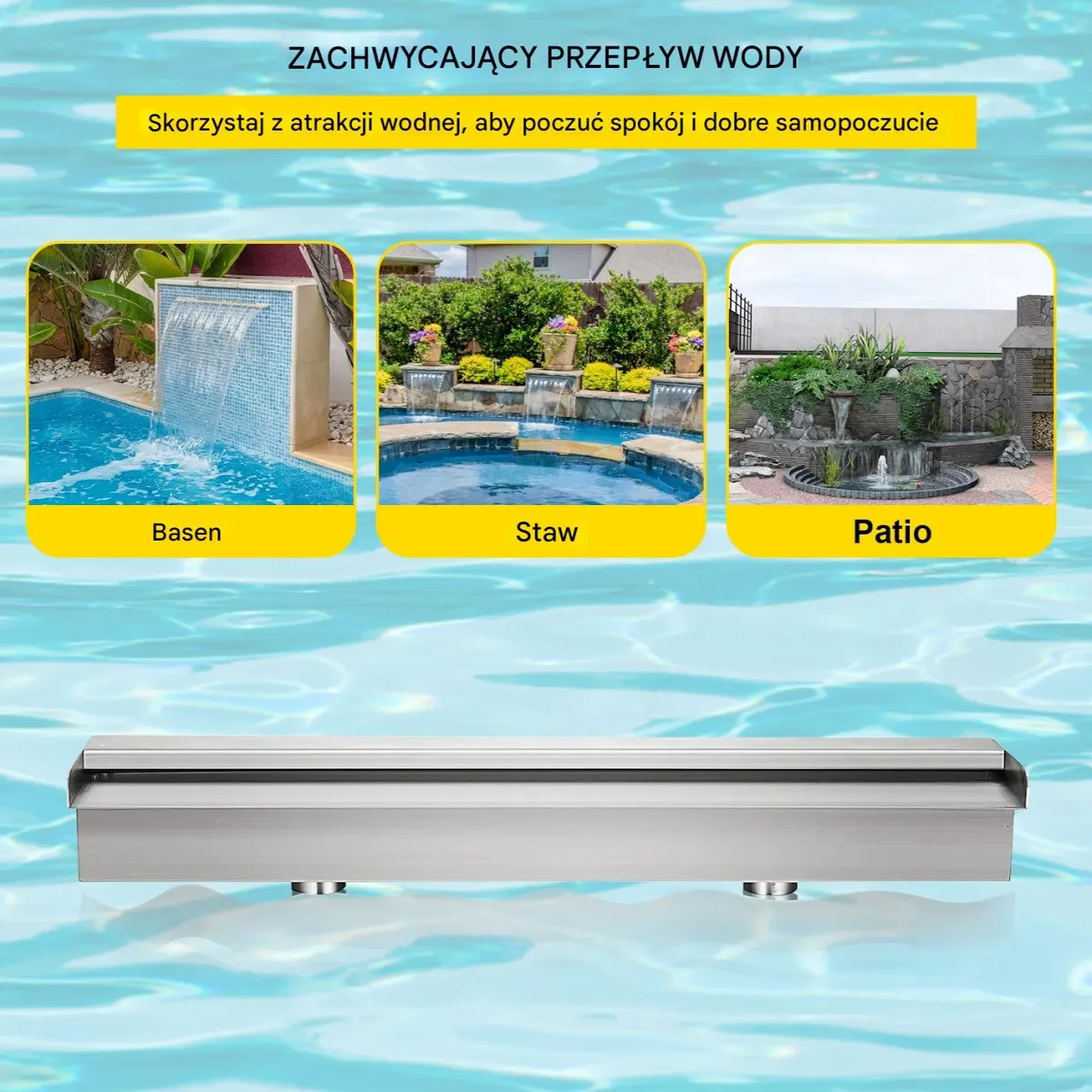 Fontanna wodospad 150 cm stal nierdzewna do basenu ogrodu oczka wodnego - obrazek 3