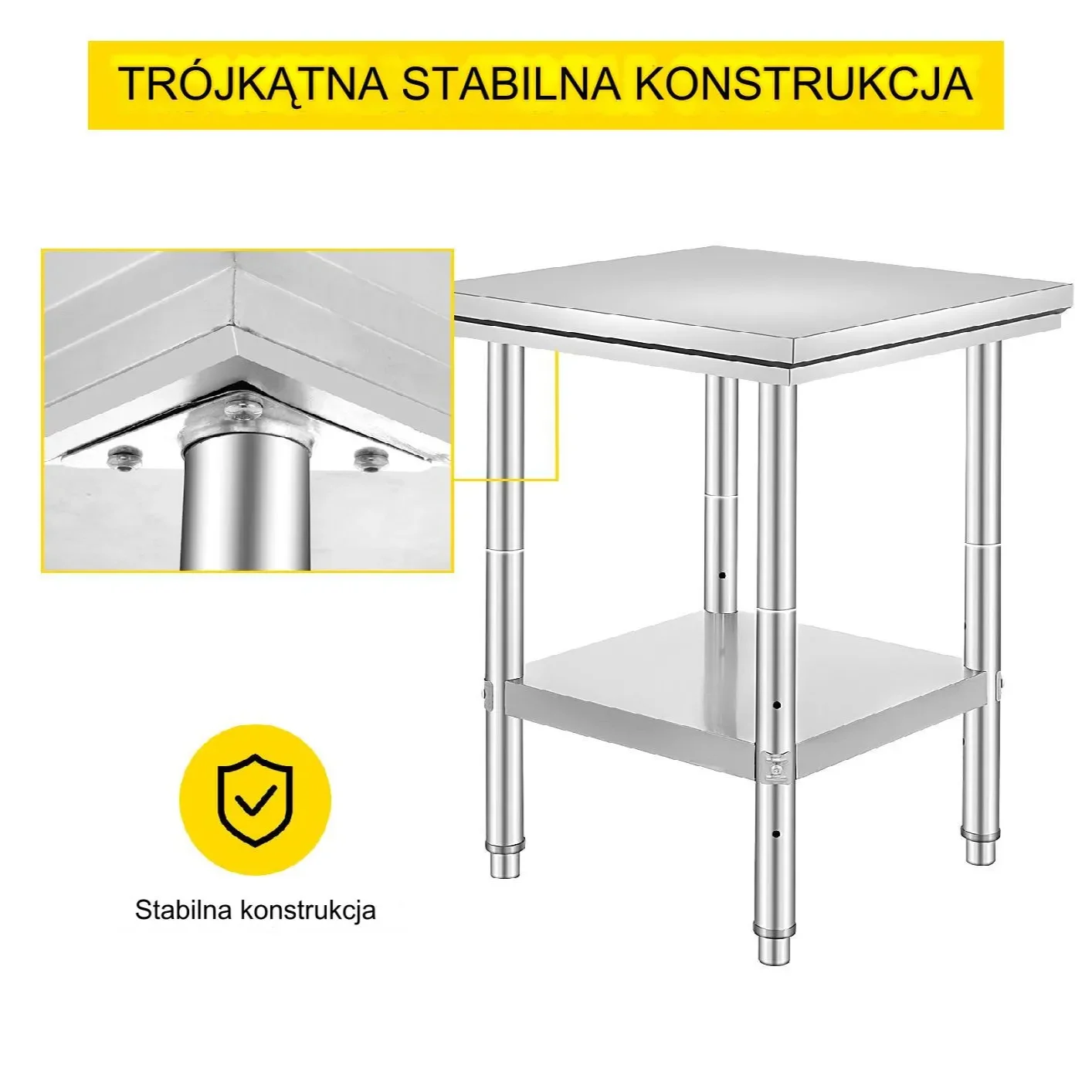 Stół roboczy blat gastronomiczny ze stali nierdzewnej 60x60x80cm - obrazek 7