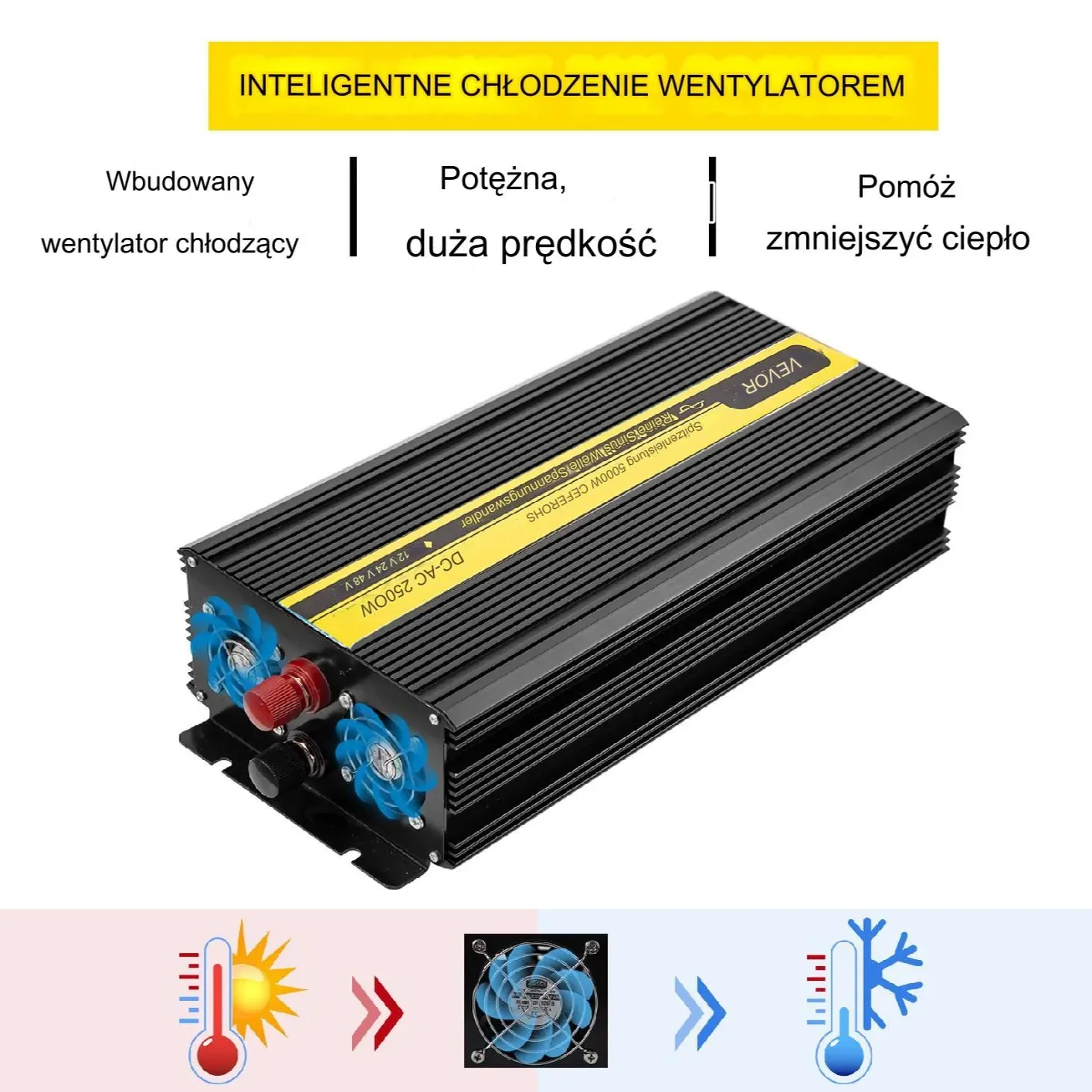 Przetwornica samochodowa falownik inwerter solarny 2500 W - obrazek 4