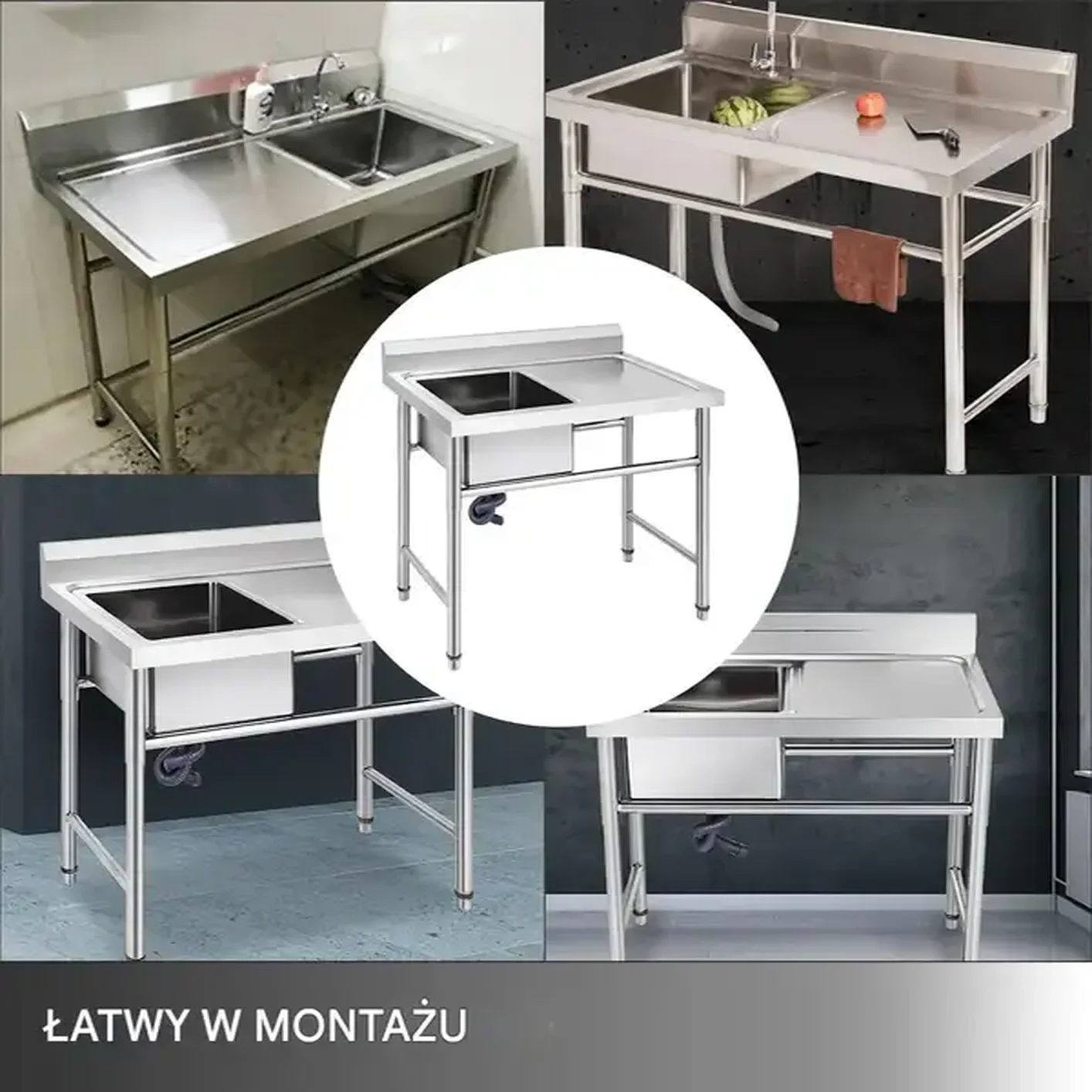 Zlew gastronomiczny basen zlewozmywak gospodarczy 100 x 61 cm - obrazek 2