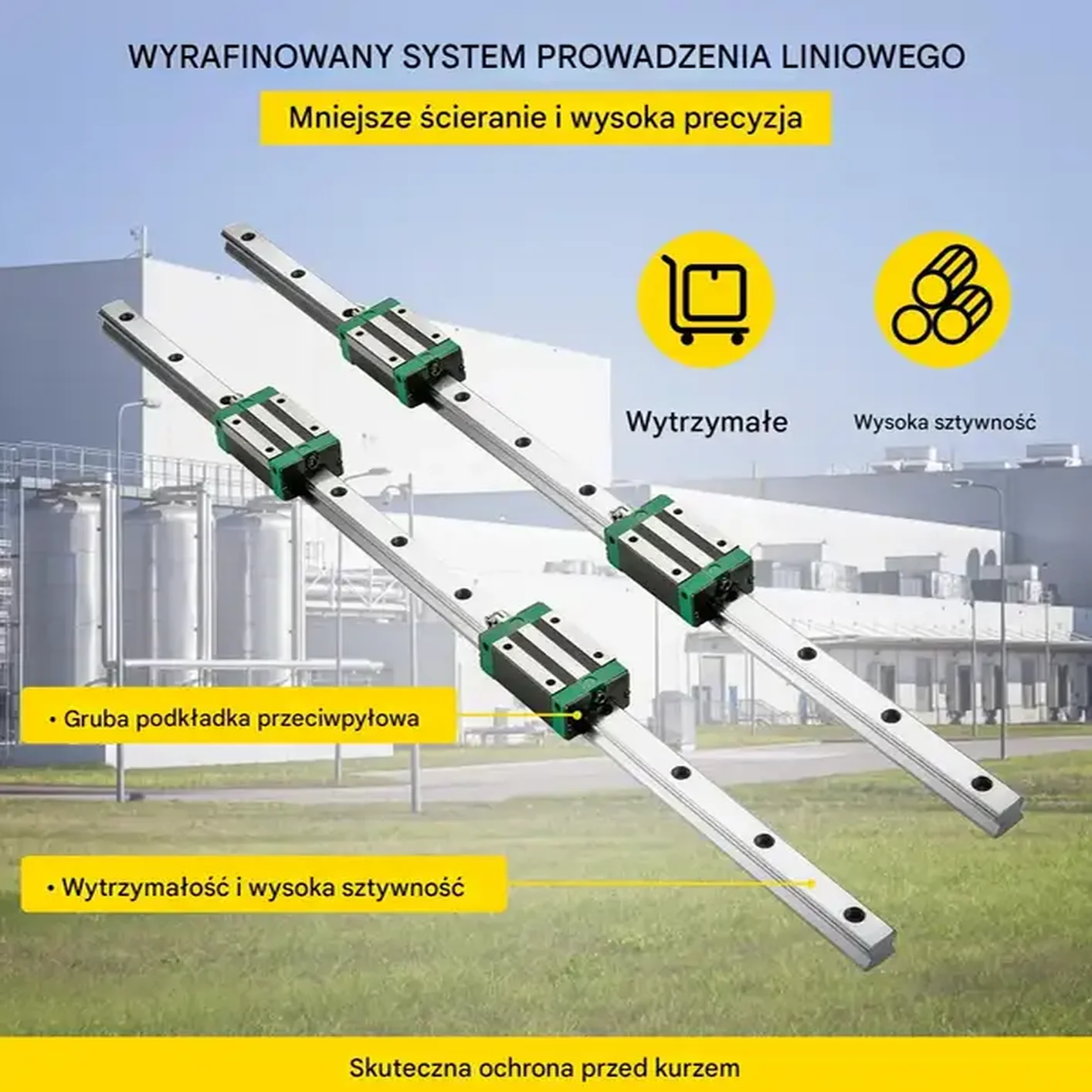 Zestaw prowadnic liniowych Prowadnica liniowa Szyna 1700 mm 2 szt. - obrazek 5