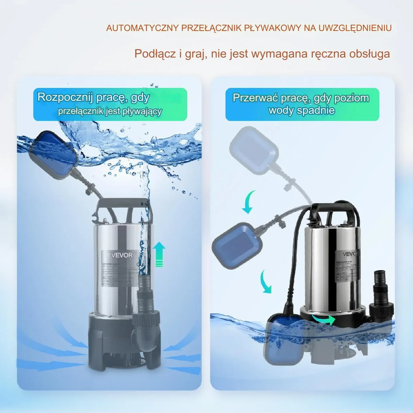 Pompa głębinowa membranowa górnossąca do wody studni zanurzeniowa 1300W - obrazek 3