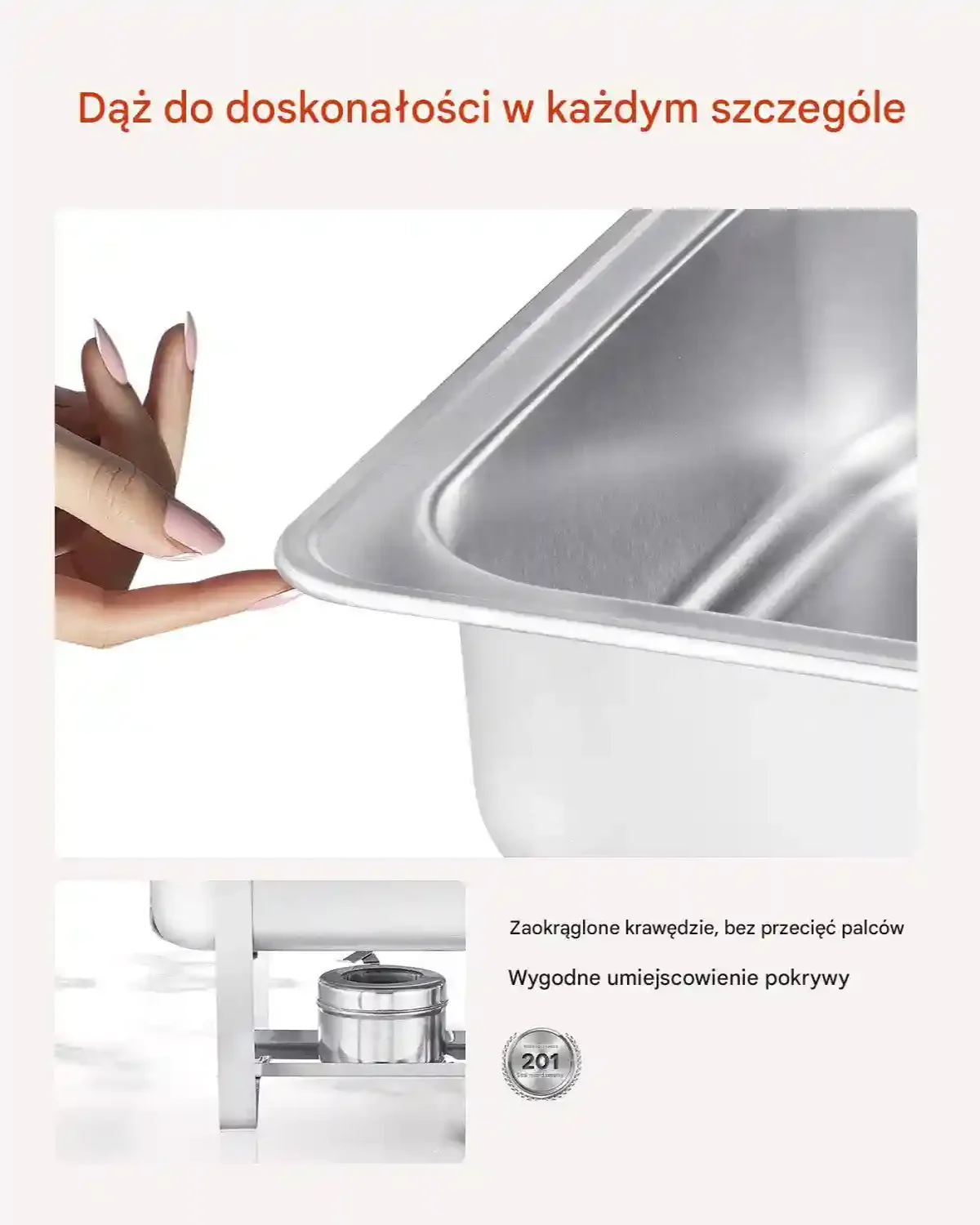 Zestaw do bufetu 6-pojemników podgrzewaczy 8 QT stal nierdzewna do przyjęć - obrazek 2