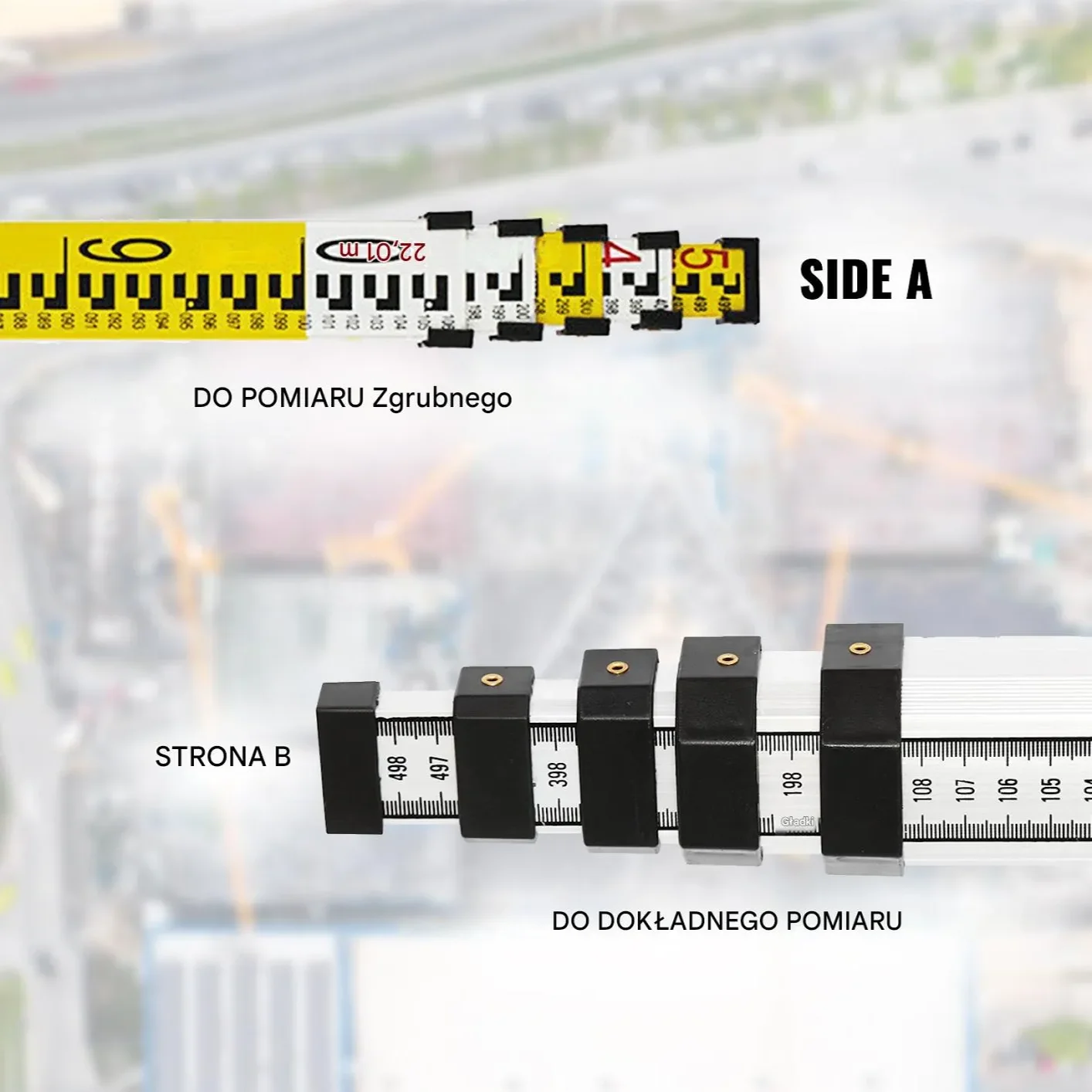Poziomica laserowa obrotowa zielona 500m zestaw z trójnogiem i tyczką - obrazek 6