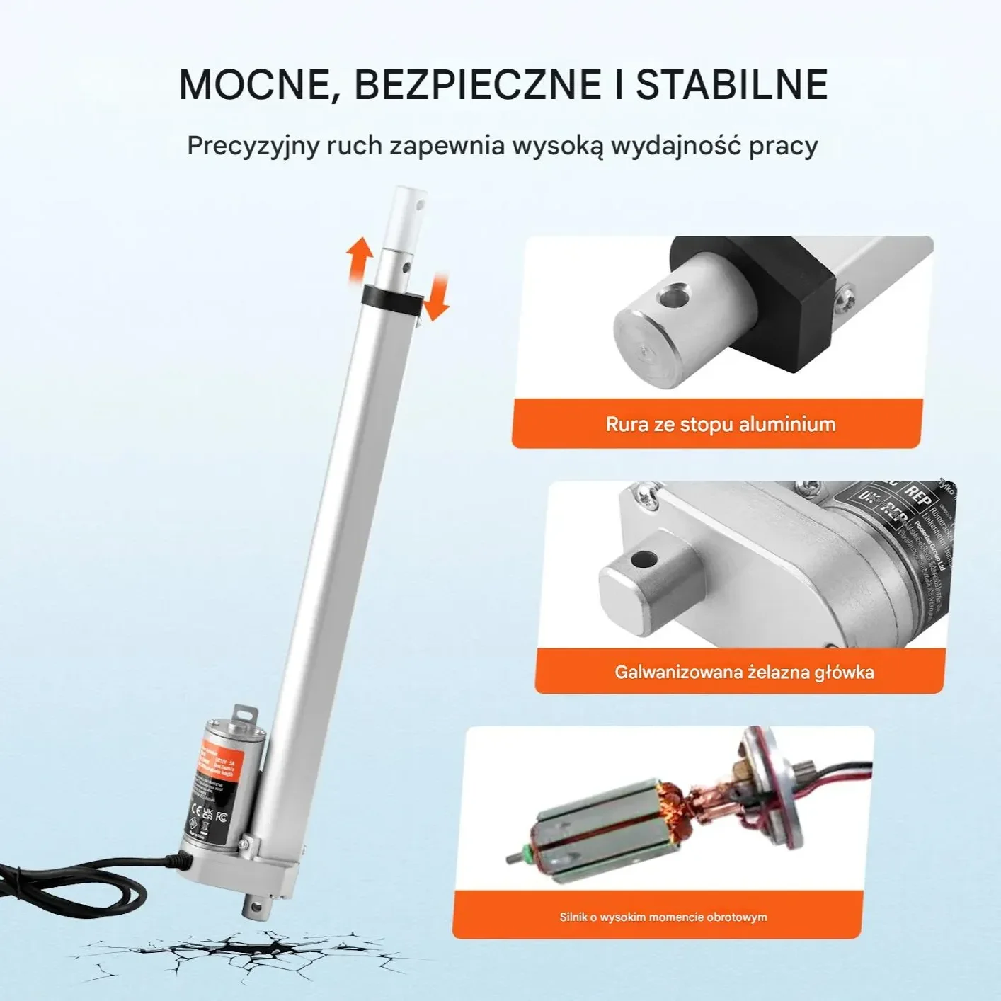 Siłownik liniowy 12V 30,5 cm szybki 1000N IP54 – do automatyki i DIY - obrazek 4