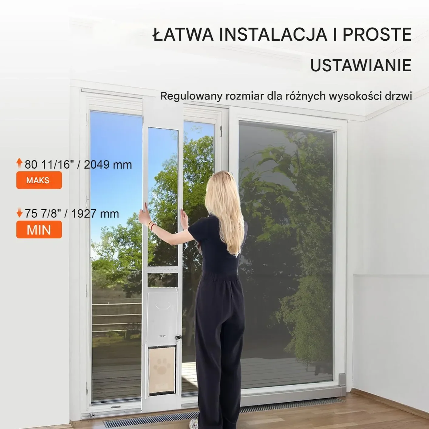 Drzwiczki dla psa do szklanych drzwi przesuwnych - regulowane 76-81 cm - obrazek 3