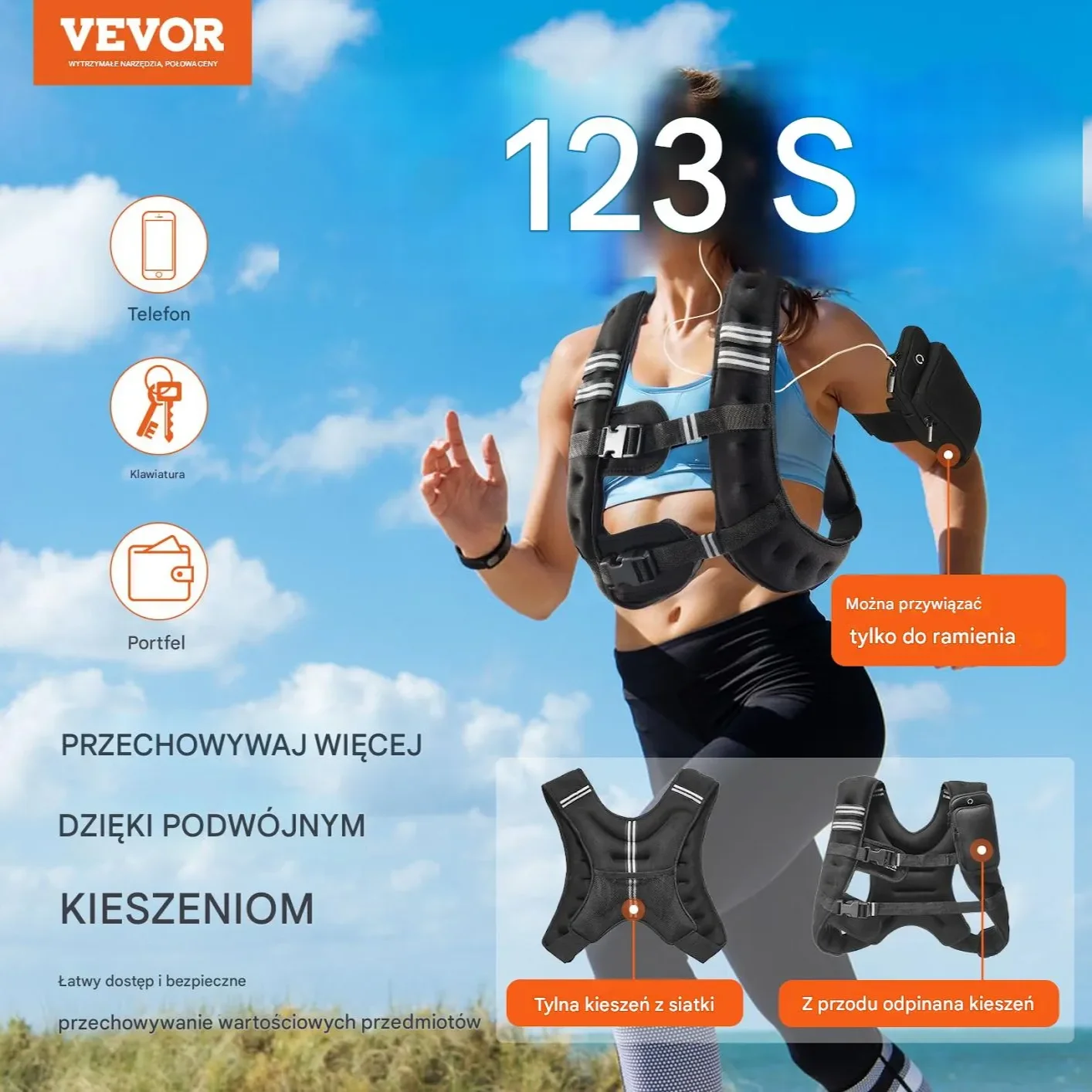 Kamizelka obciążeniowa 5,5kg trening siłowy fitness męska damska crossfit - obrazek 3