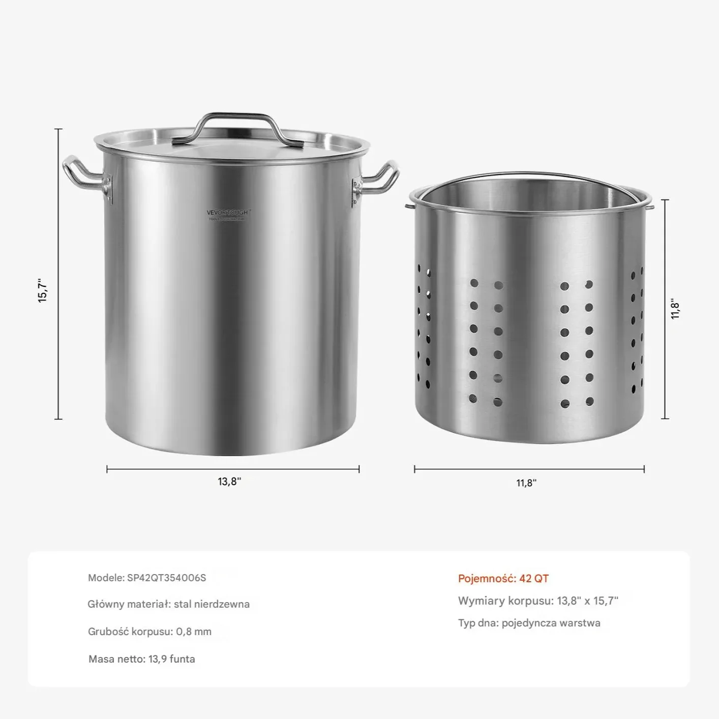 Garnek duży indukcja ze stali nierdzewnej 201 z pokrywką gastronomiczny 40L