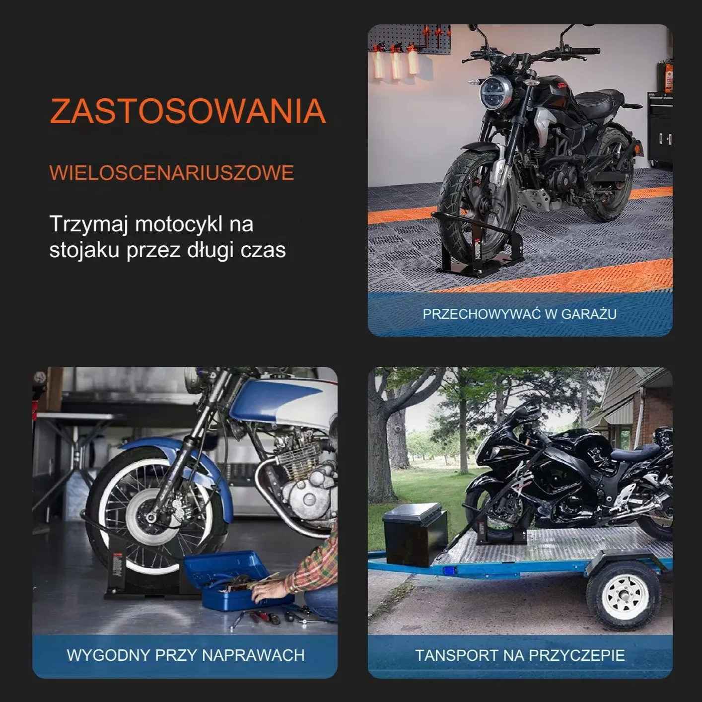 Stojak motocyklowy uchwyt koła opony motocykla, regulowany - obrazek 10