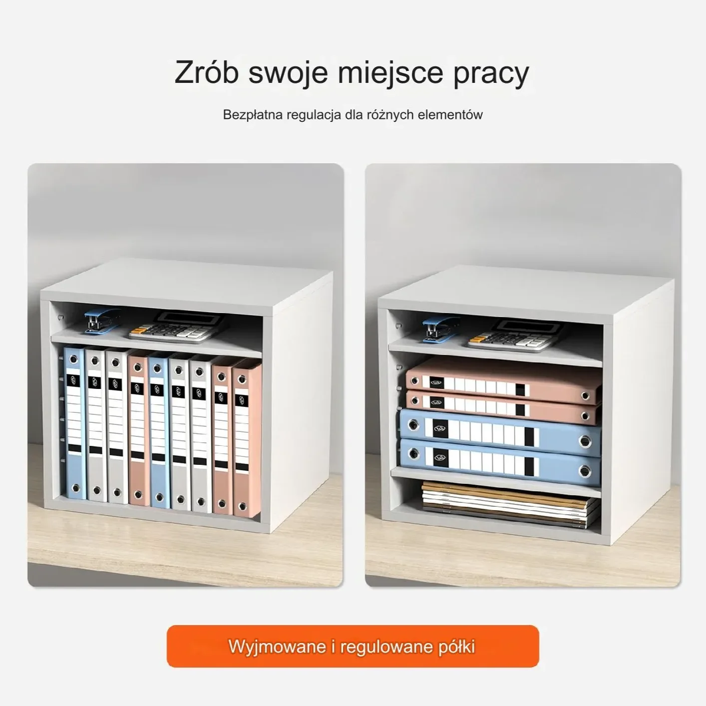 Regał półka szafka książki segregatory biały salon biuro gabinet 35.5x33 cm - obrazek 4