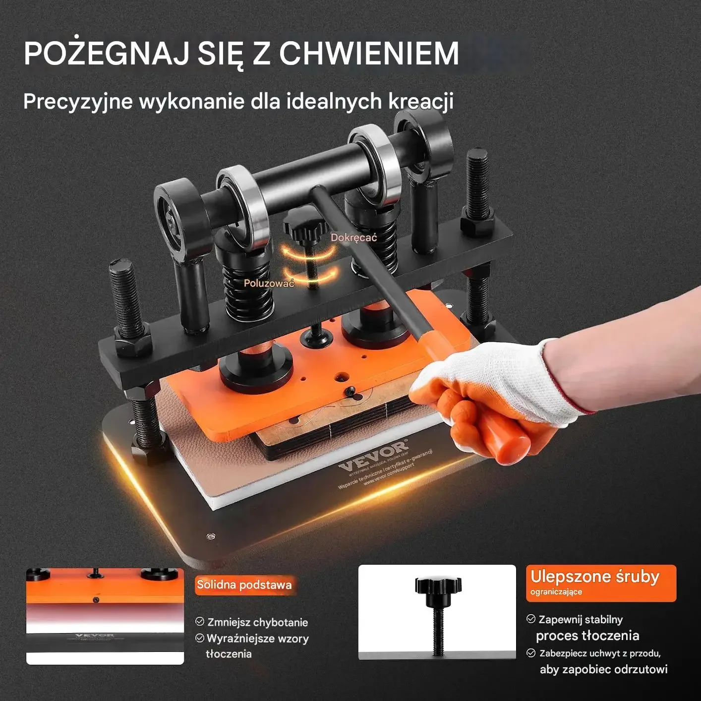 Maszyna do cięcia skóry ręczna wytłaczarka 25,9x12 cm skok 1,2 cm DIY - obrazek 4