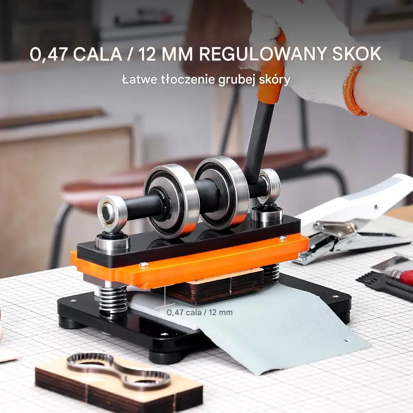 Maszyna do cięcia skóry ręczna 18x10 cm 1,2 cm skok do DIY i rzemiosła - obrazek 6