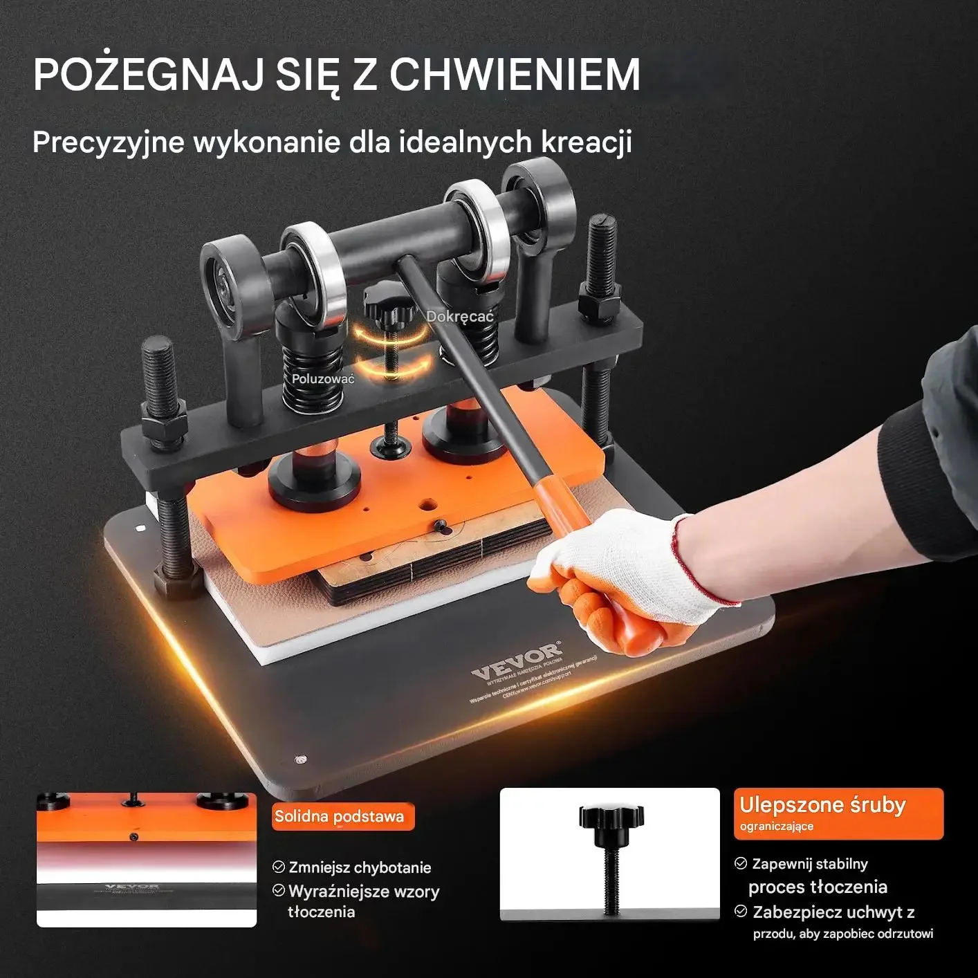 Maszyna do cięcia skóry ręczna wytłaczarka 28x14 cm skok 1,2 cm DIY - obrazek 4