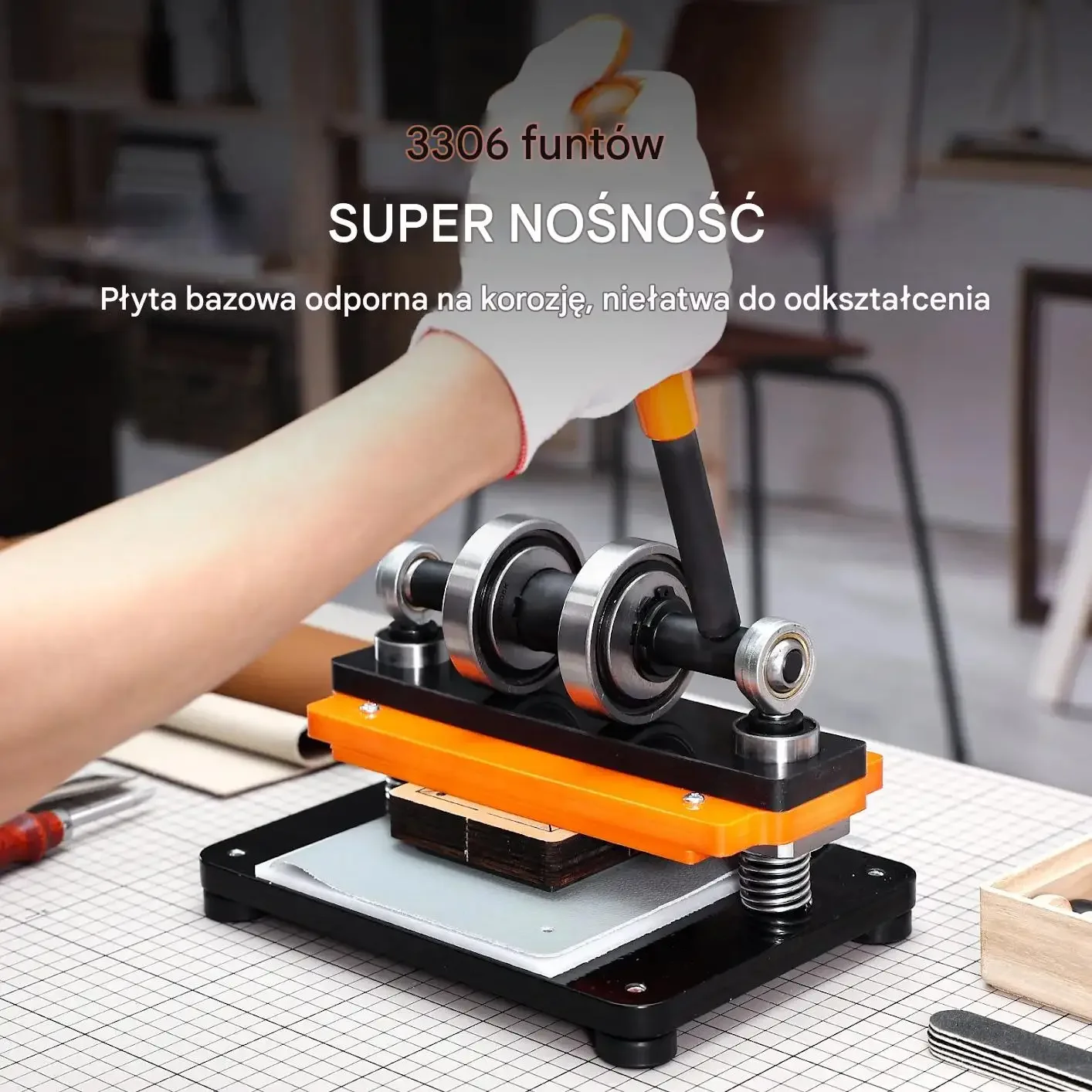 Maszyna do cięcia skóry ręczna 18x10 cm 1,2 cm skok do DIY i rzemiosła - obrazek 3